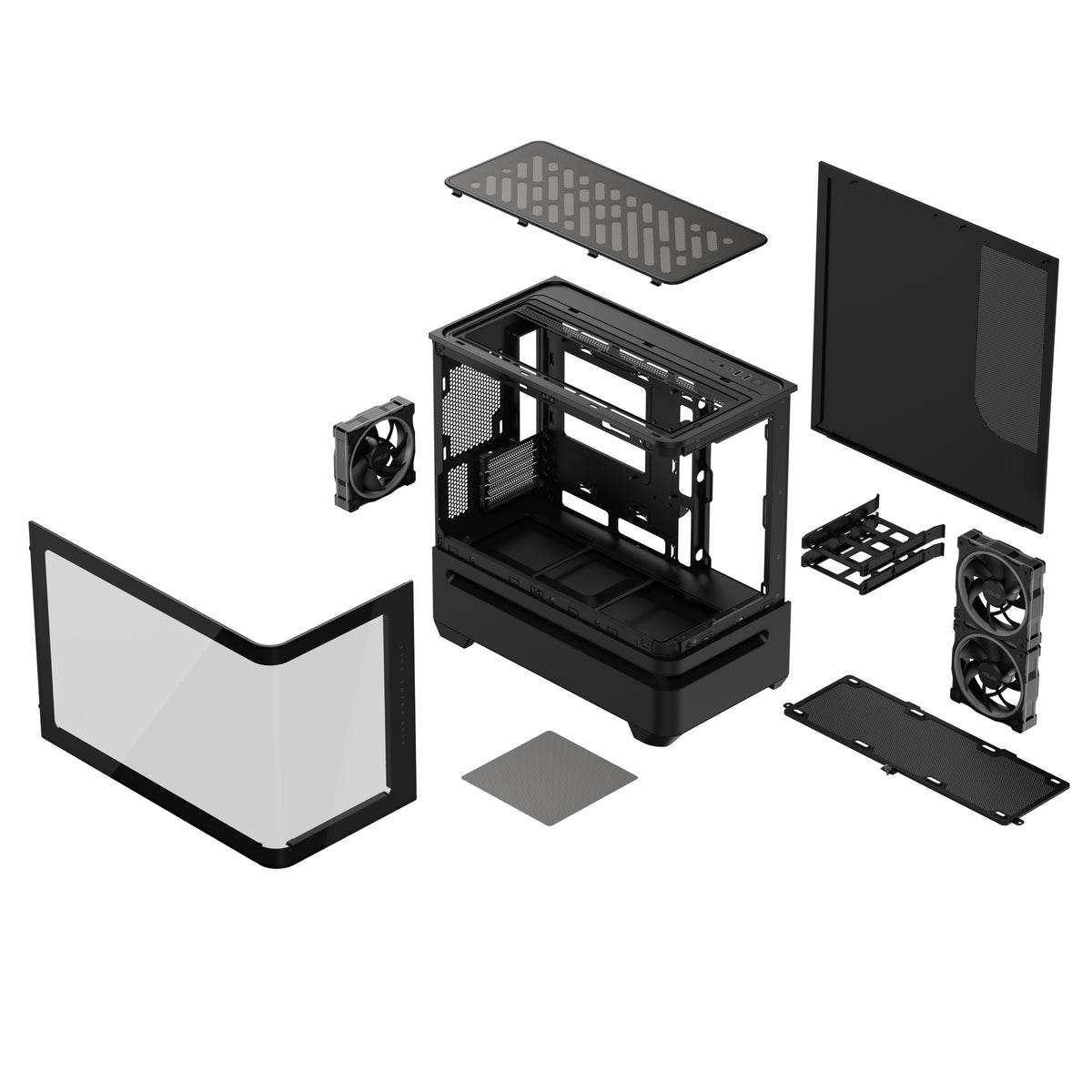 ASUS AP202 PRIME TG – PC-Gehäuse – Mid-Tower – mATX/Mini-ITX, 6× Lüfterplätze, Weiss, Sichtfenster