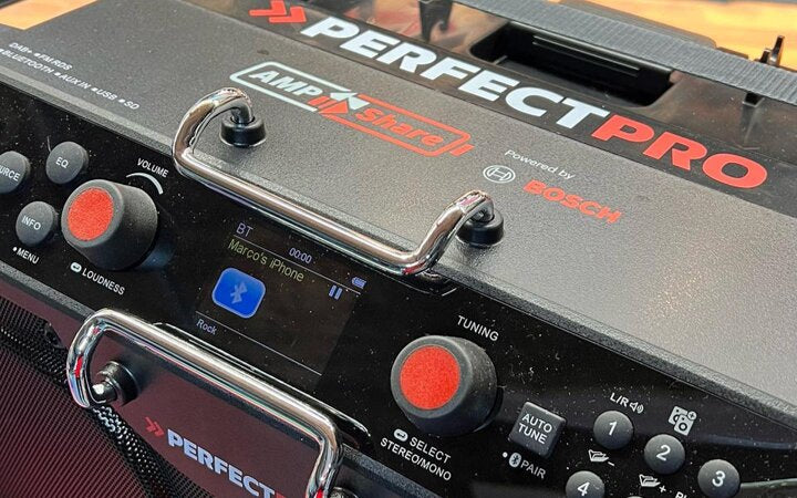 Perfectpro ROCKHART RH4-18V – Baustellenradio – DAB+, Bluetooth, IP44, Akkubetrieb – Schwarz