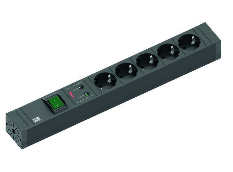 Bachmann CONNECT LINE Steckdosenleiste – 5×Schuko (Typ E/F), 2 m, Schalter, Überspannungsschutz
