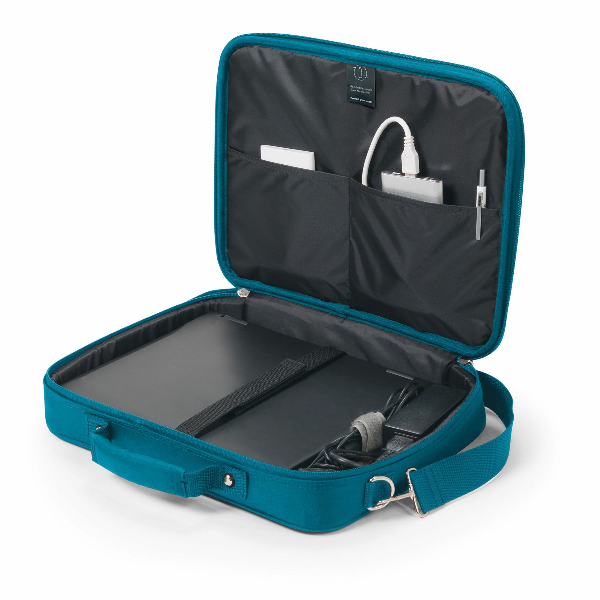 DICOTA Notebook-Tasche für Notebooks bis 17,3" – aus recyceltem PET, abnehmbarer Schultergurt – Blau