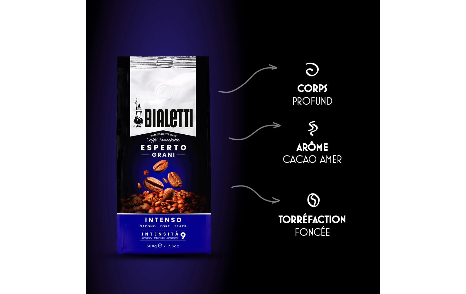 Bialetti Intenso – Kaffeebohnen – Café Crème, Intensität 9, 500 g