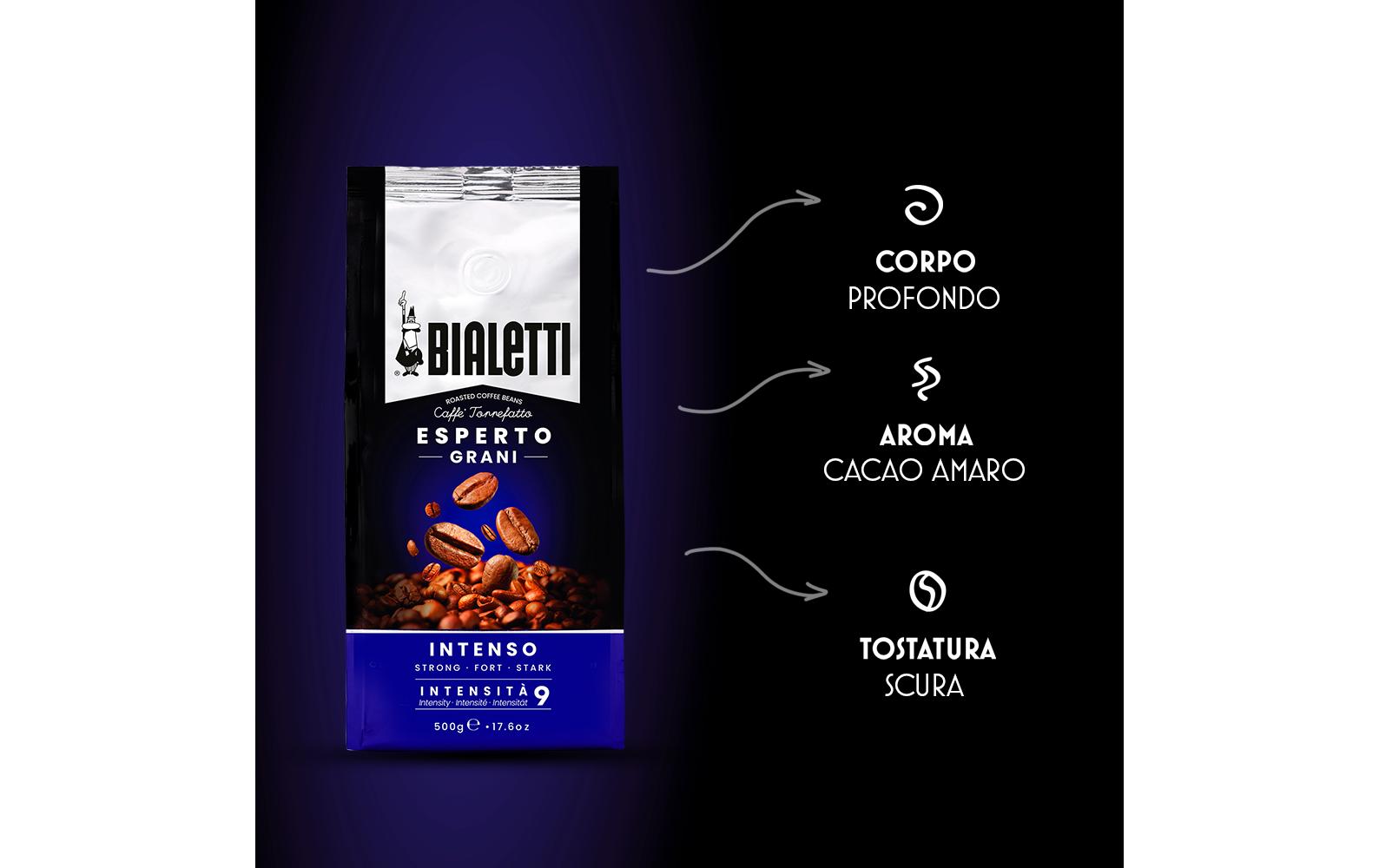 Bialetti Intenso – Kaffeebohnen – Café Crème, Intensität 9, 500 g