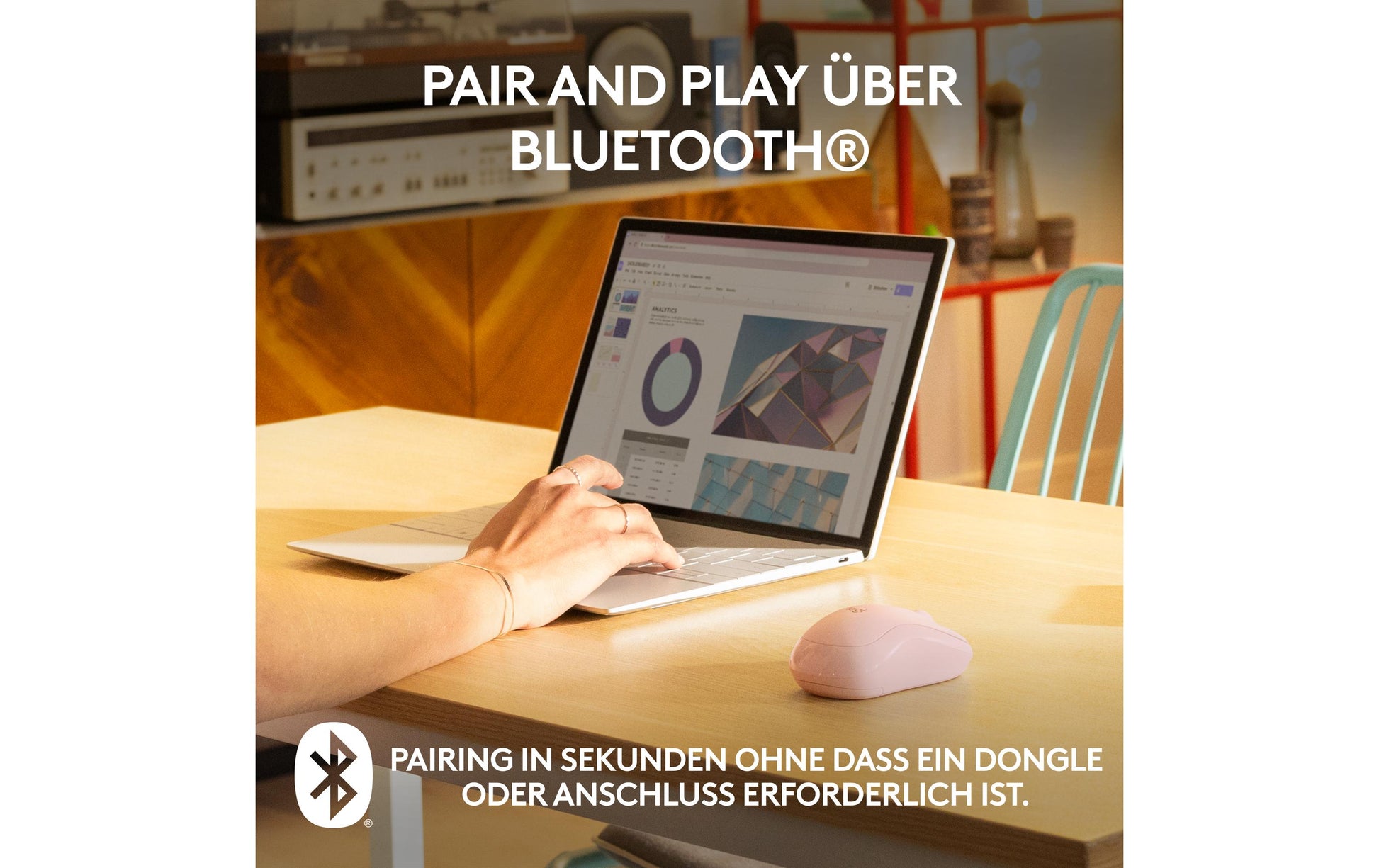 Logitech M240 Silent Maus – kabellos, Bluetooth, Silent-Tasten, Rosa
