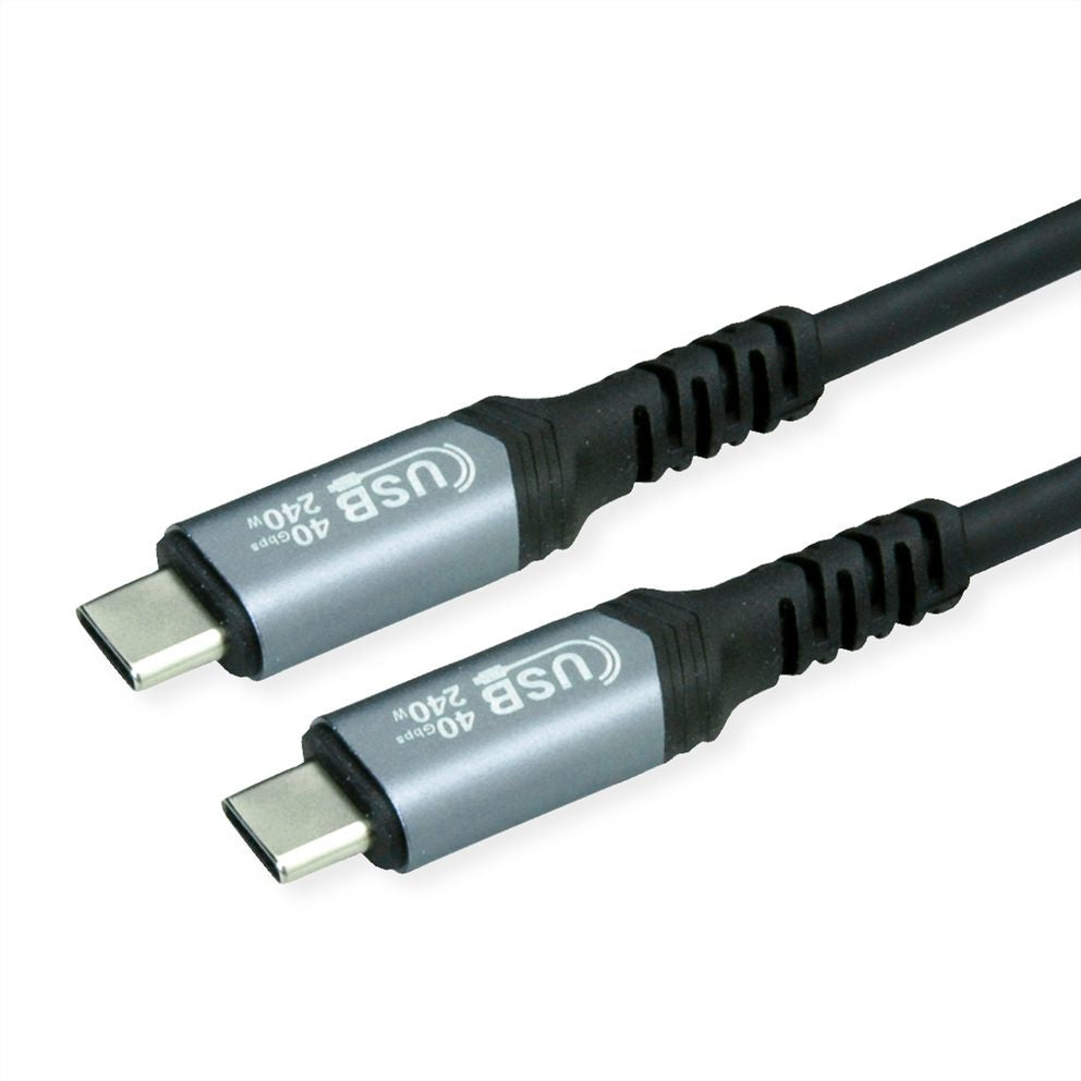 VALUE USB-C auf USB-C Kabel – USB4 40 Gbit/s – 0,5 m – PD 240 W – 8K/60 – Vergoldete Kontakte – Schwarz