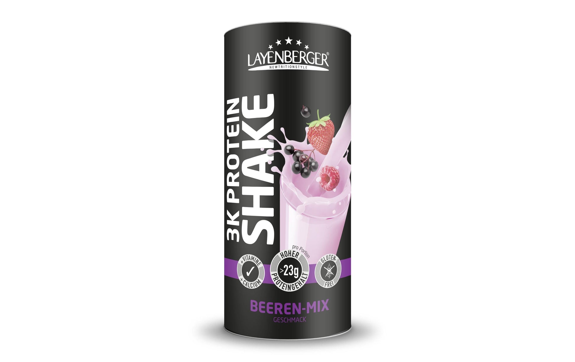 Layenberger Nutrition Group Layenberger Multiproteinpulver 3K Protein-Shake Beeren-Mix – glutenfrei – 435 g