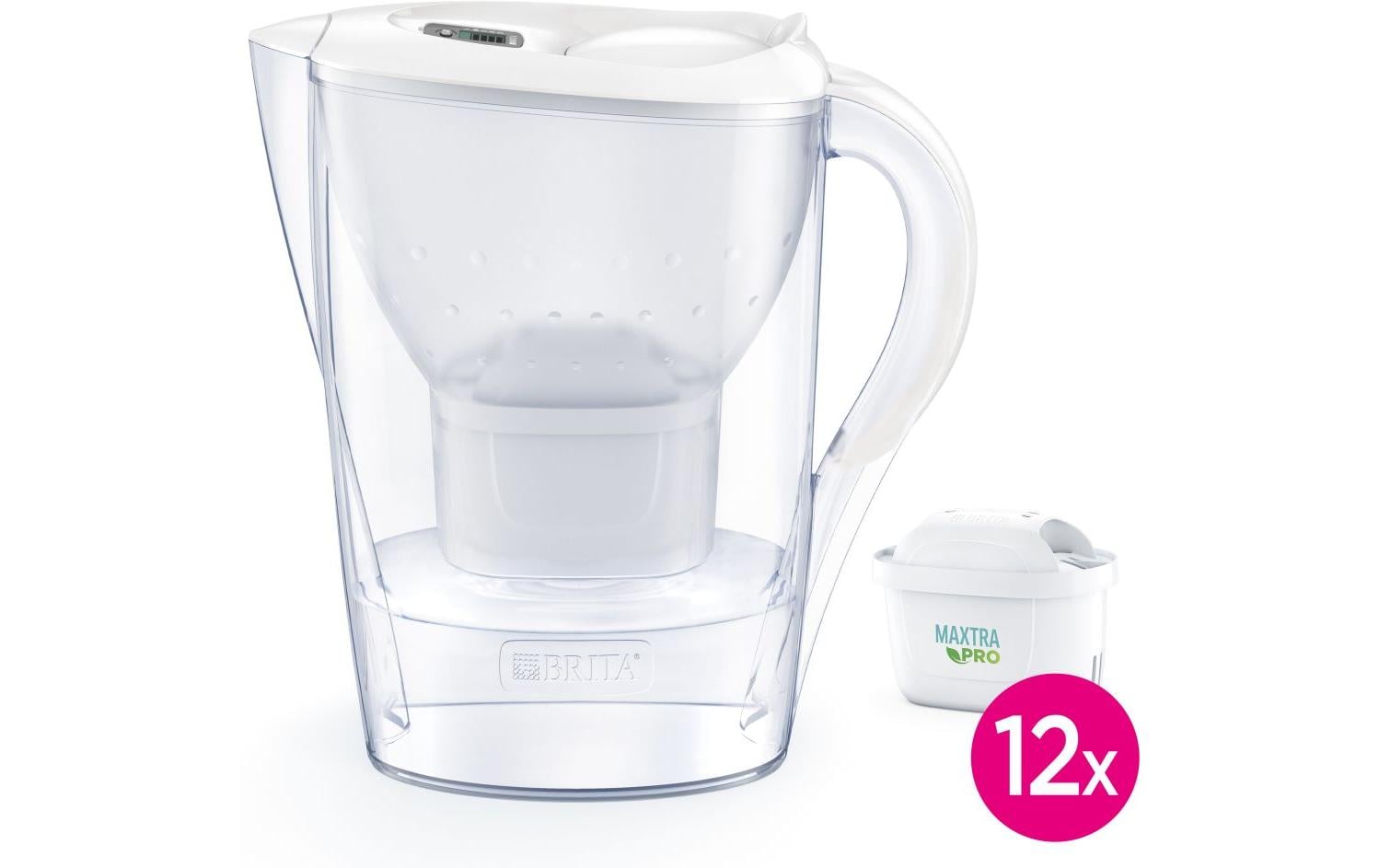 Brita Marella Tischwasserfilter – 2,4 l, inkl. 12 MAXTRA PRO Kartuschen, Weiss