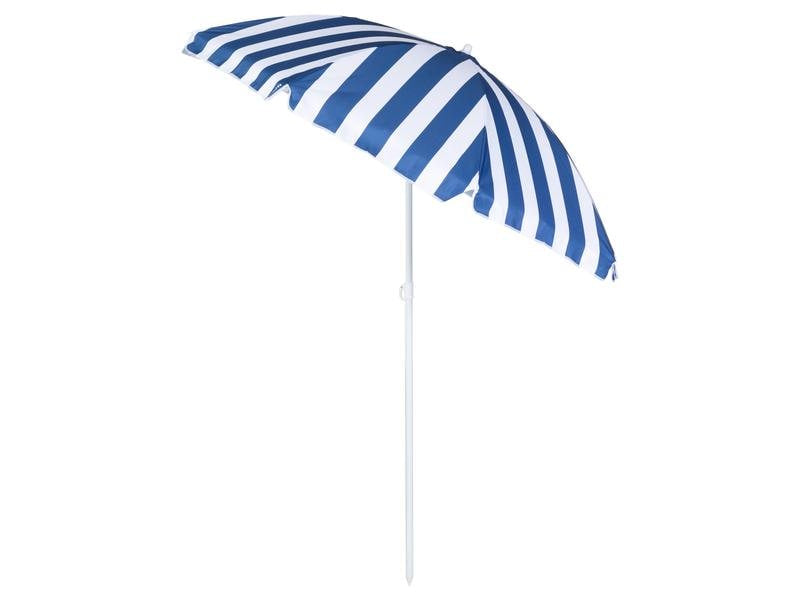 KOOR Sonnenschirm Marino – rund Ø 150 cm × 180 cm, blau/weiss, für Aussenbereich