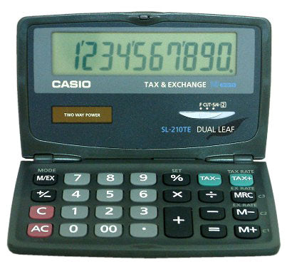 Casio Taschenrechner SL-210TE – 10-stellig, LCD, Steuer/Rundung, Solar + Batterie, schwarz