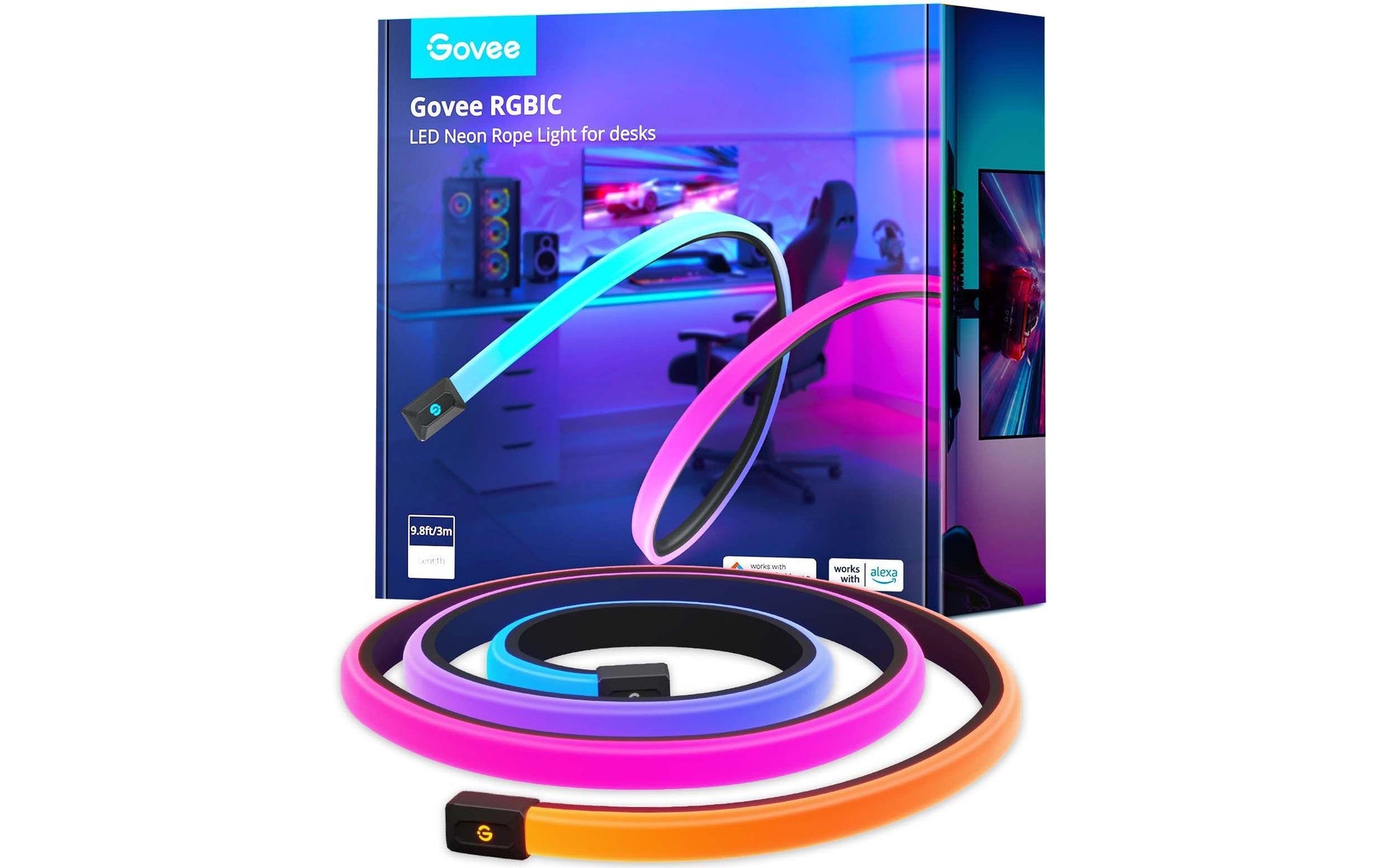 Govee LED-Stripe – Bluetooth, für Amazon Alexa – RGBIC – 300 cm – Schwarz