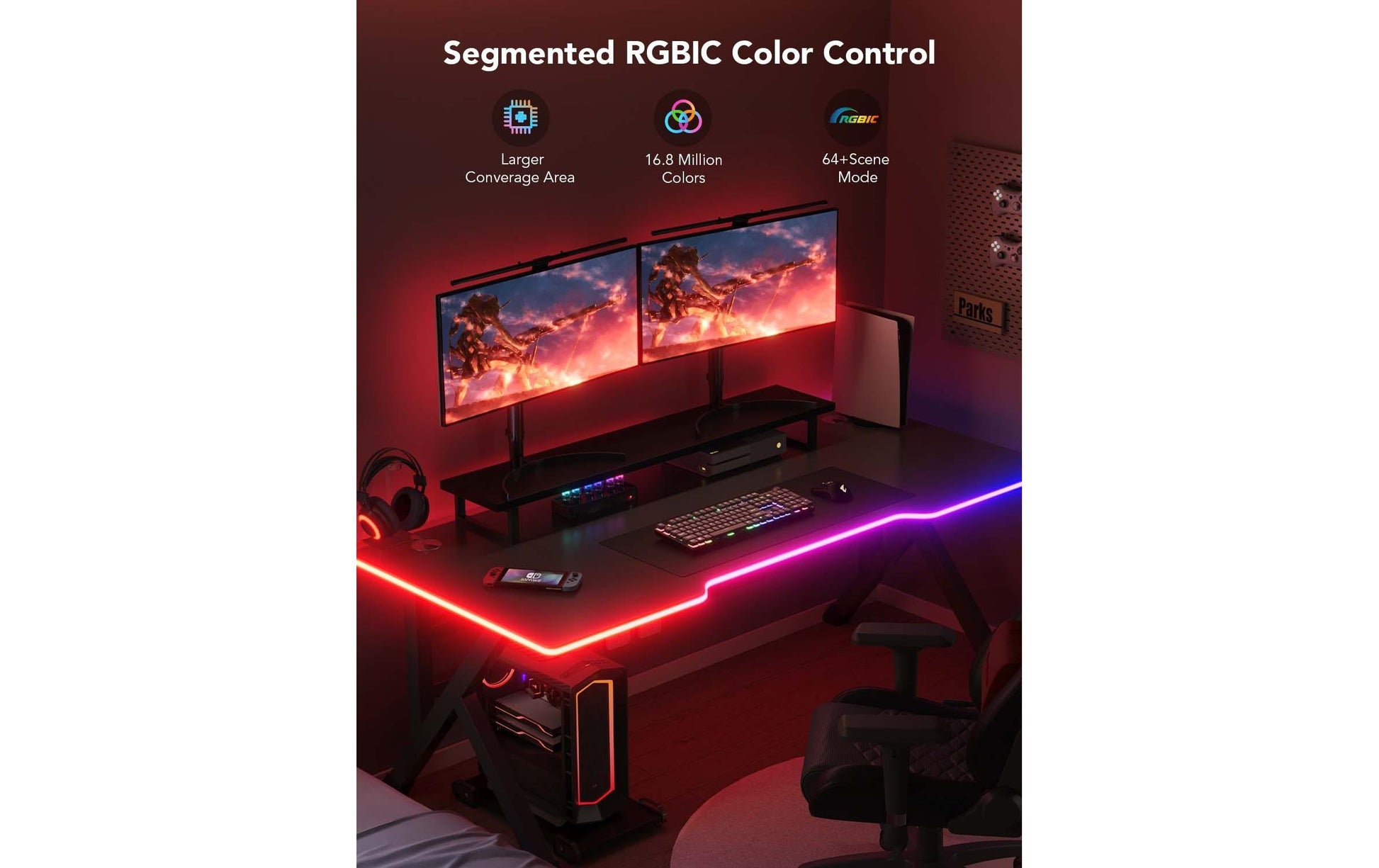 Govee LED-Stripe – Bluetooth, für Amazon Alexa – RGBIC – 300 cm – Schwarz