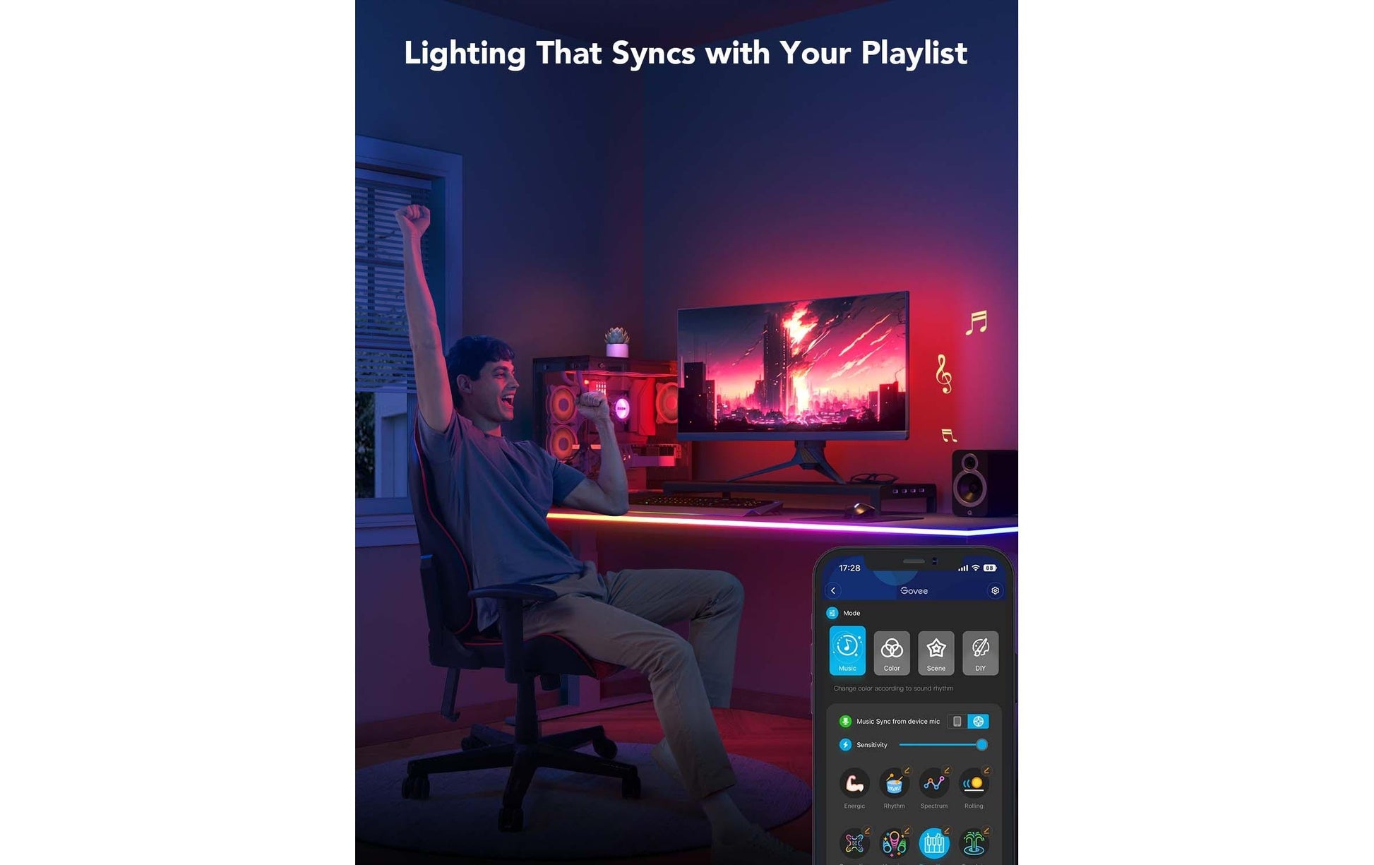 Govee LED-Stripe – Bluetooth, für Amazon Alexa – RGBIC – 300 cm – Schwarz