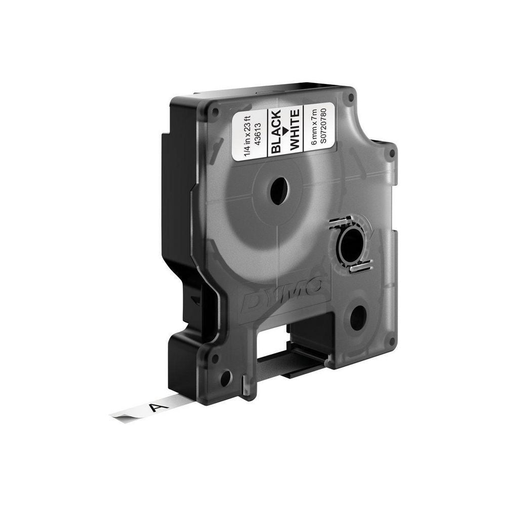 DYMO Schriftband – 6 mm × 7 m, weiss, schwarz – für LabelManager, LabelWriter 450 DUO – D1-TAPE