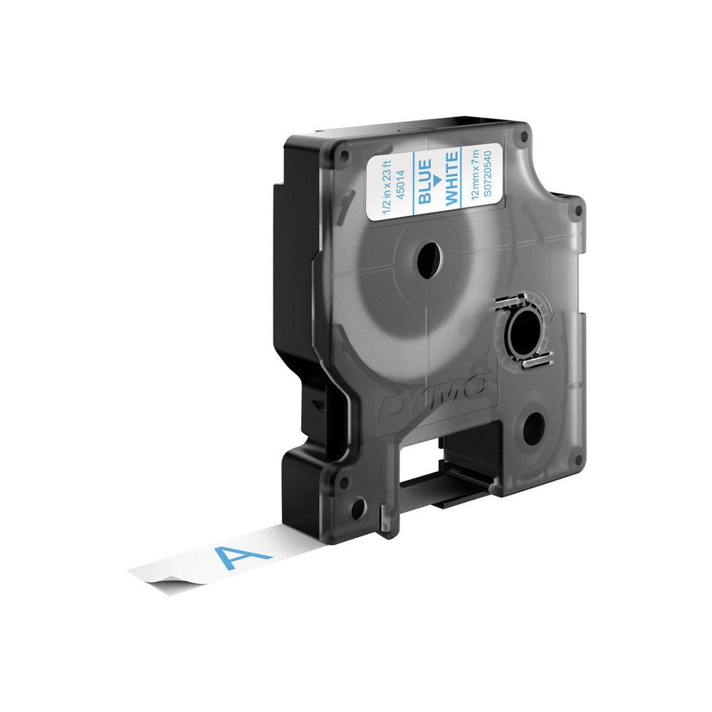DYMO Schriftband – 12 mm × 7 m, weiss, blau – D1-TAPE