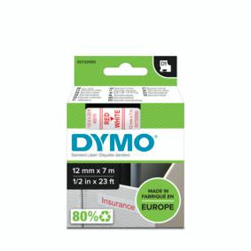 DYMO Schriftband – 12 mm × 7 m, weiss, rot, D1