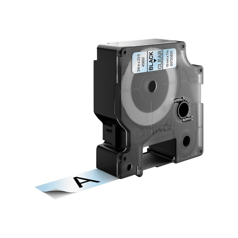 DYMO Schriftband – 19 mm × 7 m, transparent, schwarz, D1