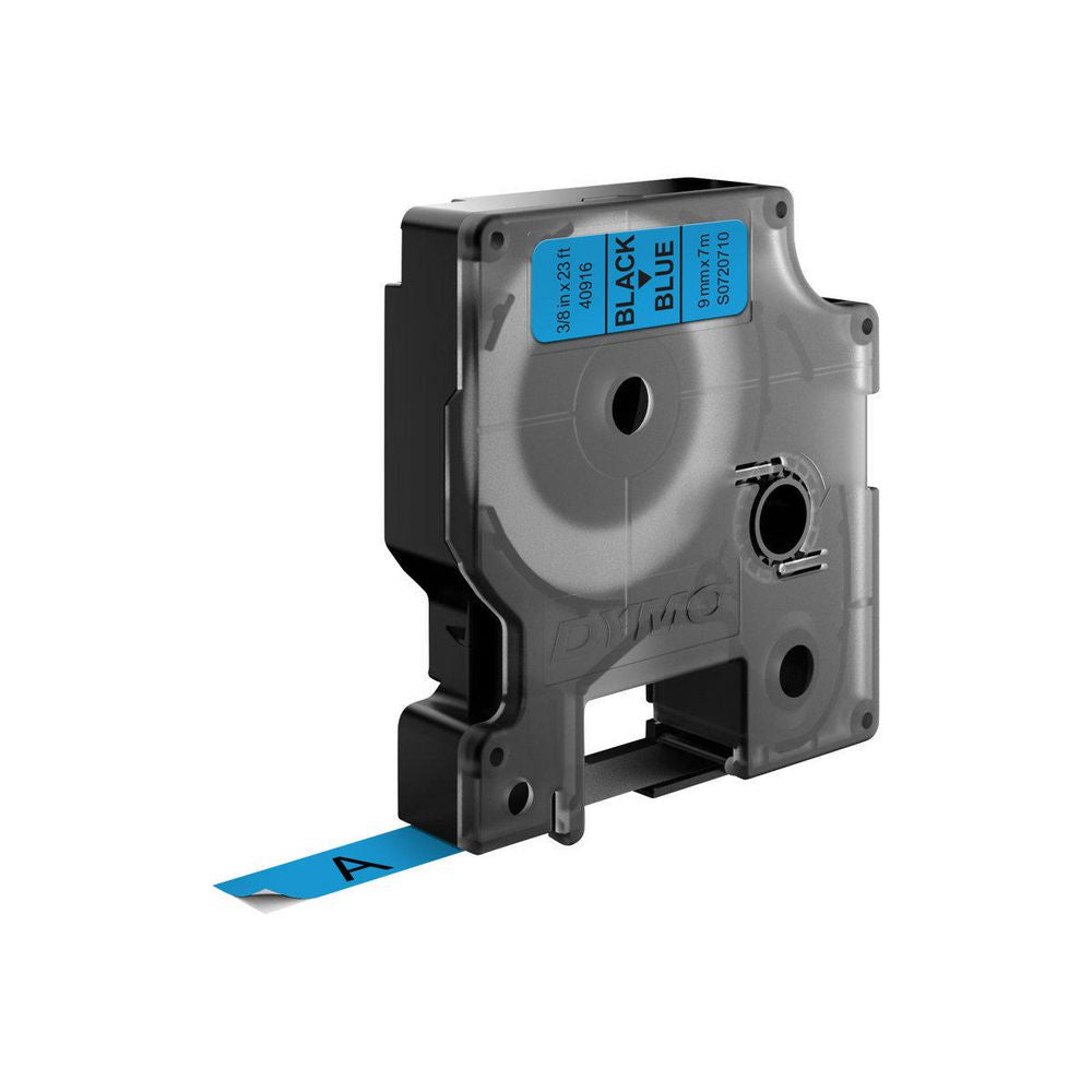 DYMO Schriftband – 9 mm × 7 m, Blau auf Schwarz – D1-TAPE