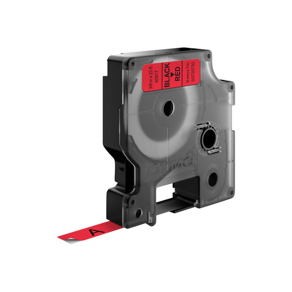 DYMO Schriftband – 9 mm × 7 m, rot, schwarz – für LabelManager, LabelWriter 450 DUO – D1-TAPE