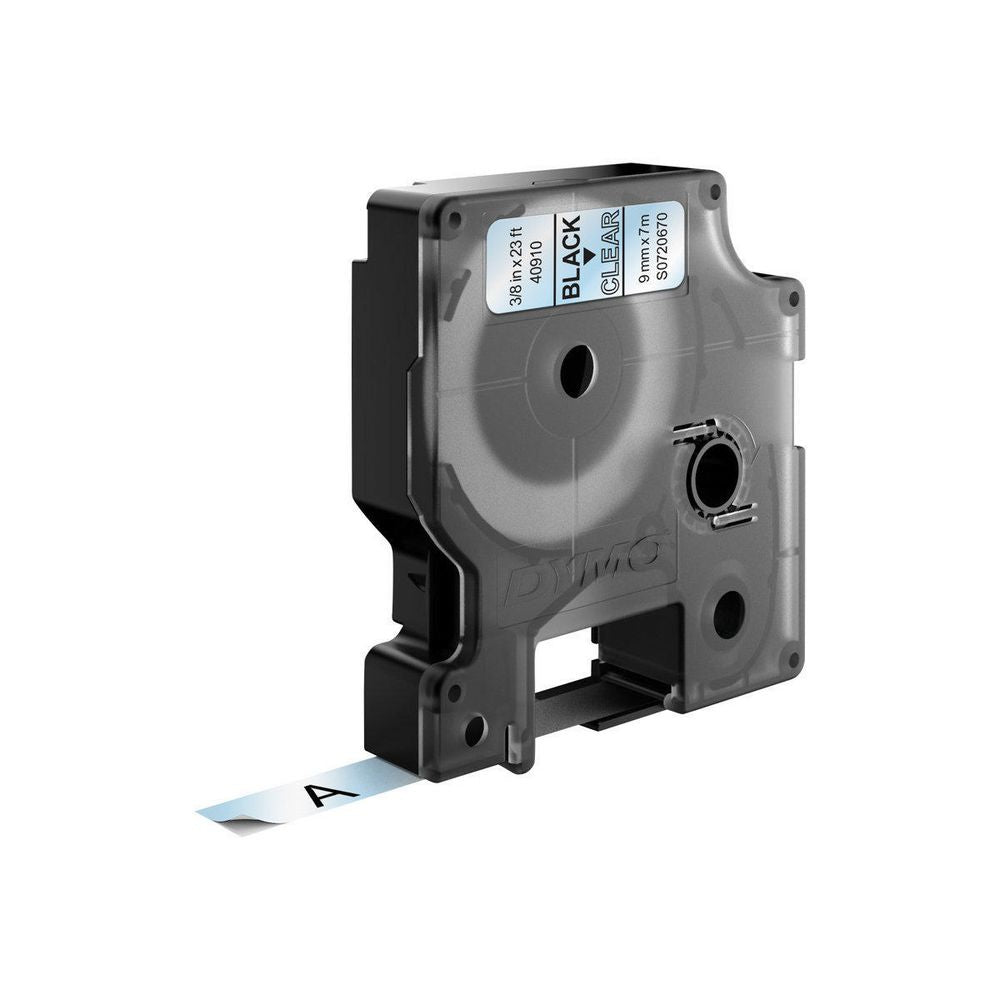 DYMO Schriftband – 9 mm × 7 m, transparent, schwarz – D1-TAPE