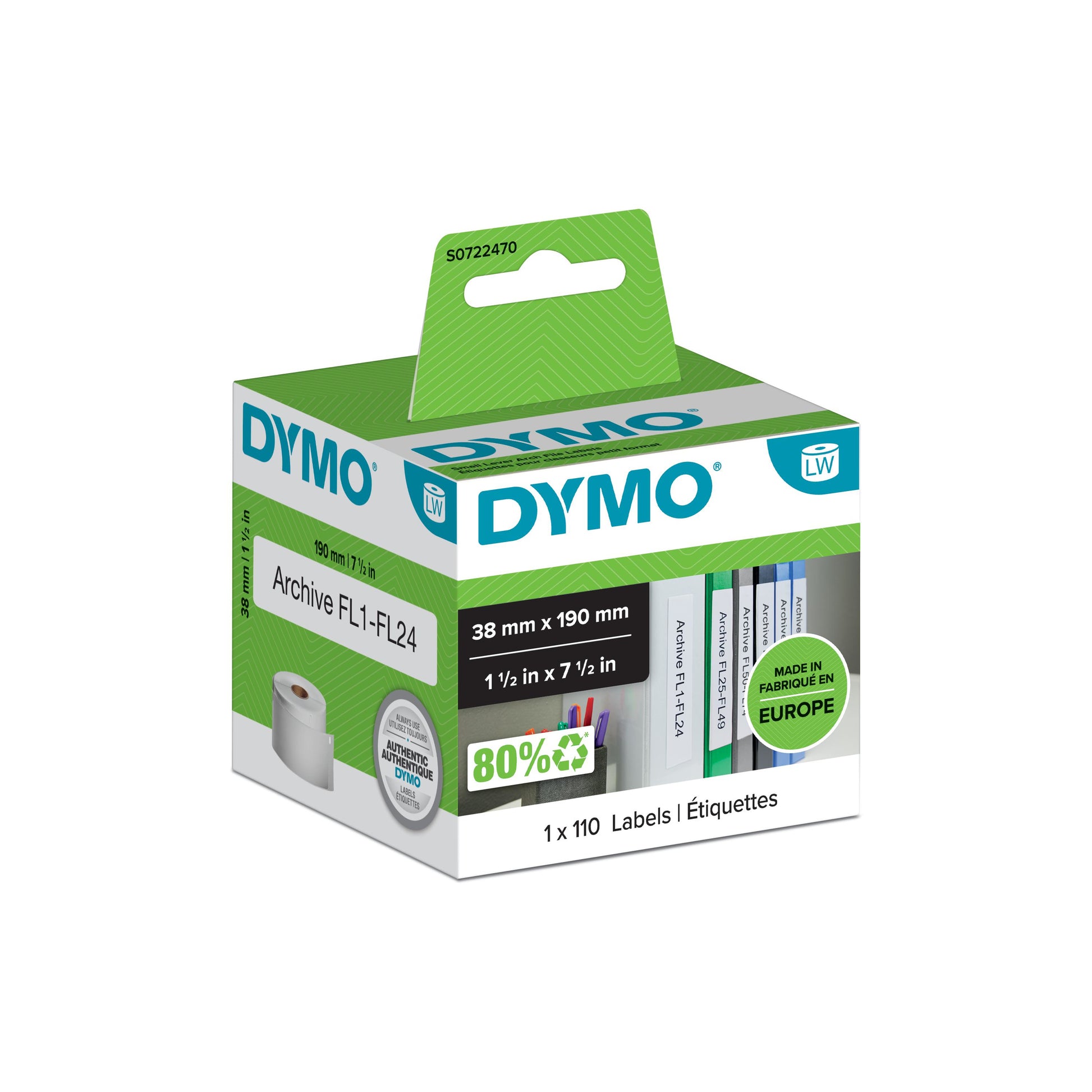 DYMO Etiketten, 50 mm × 12 mm, weiss, Papier, permanent, für LabelWriter 310, 320, Turbo 330 und andere