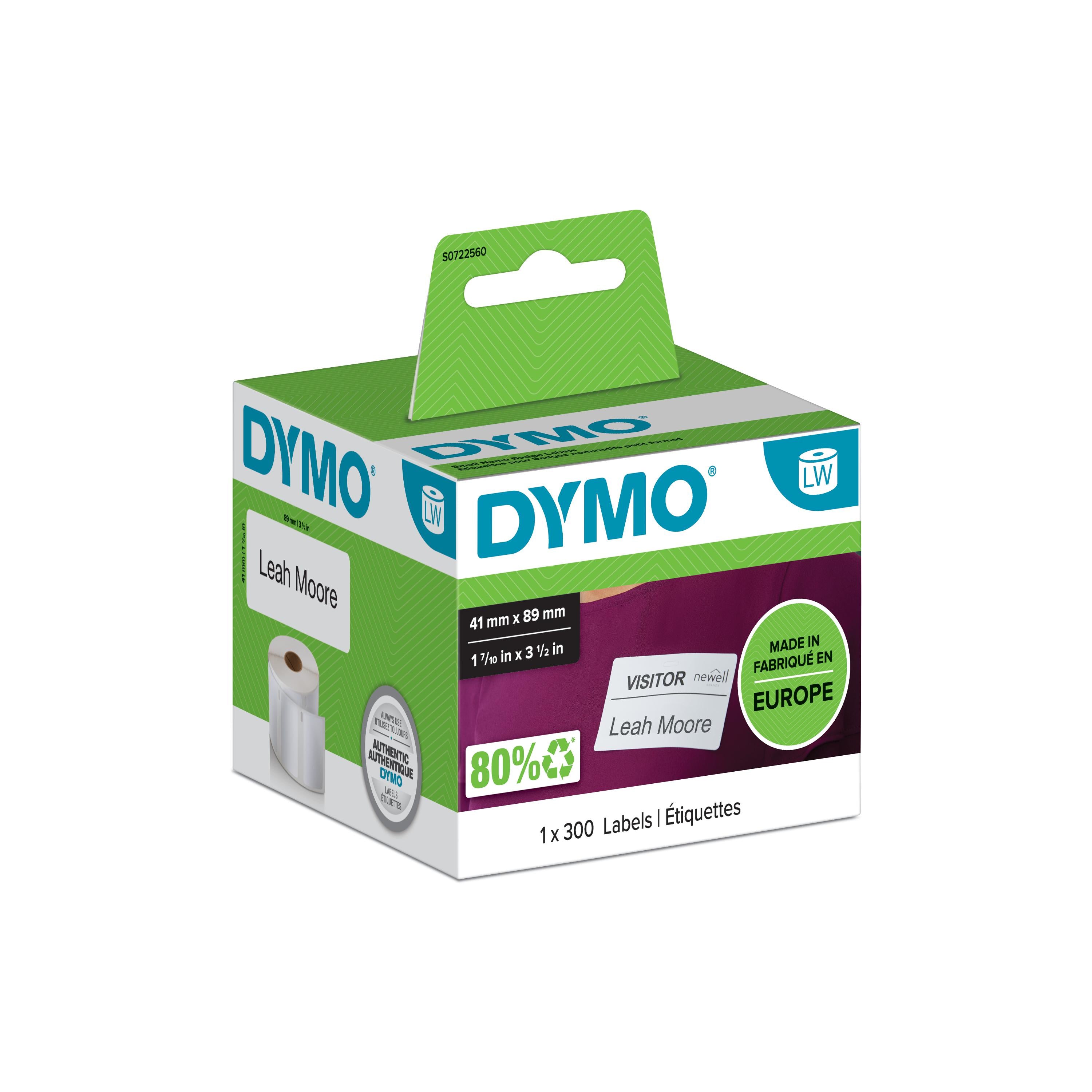 DYMO Namensetiketten LabelWriter, 41 mm × 89 mm, weiss, 300 Stk.