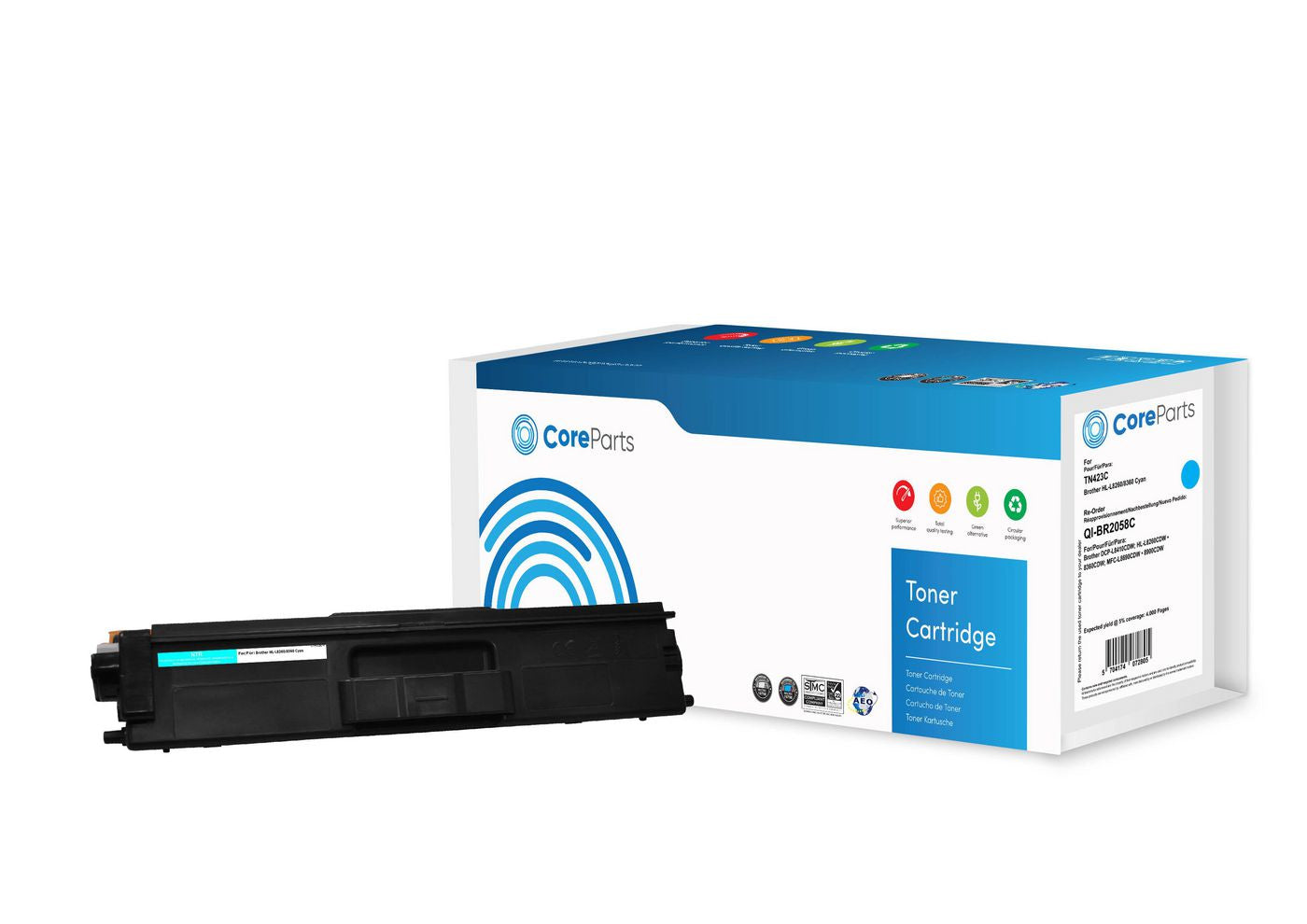 CoreParts Toner TN423C-NTR – cyan, 4000 Seiten – für Brother HL-L8260/HL-L8360