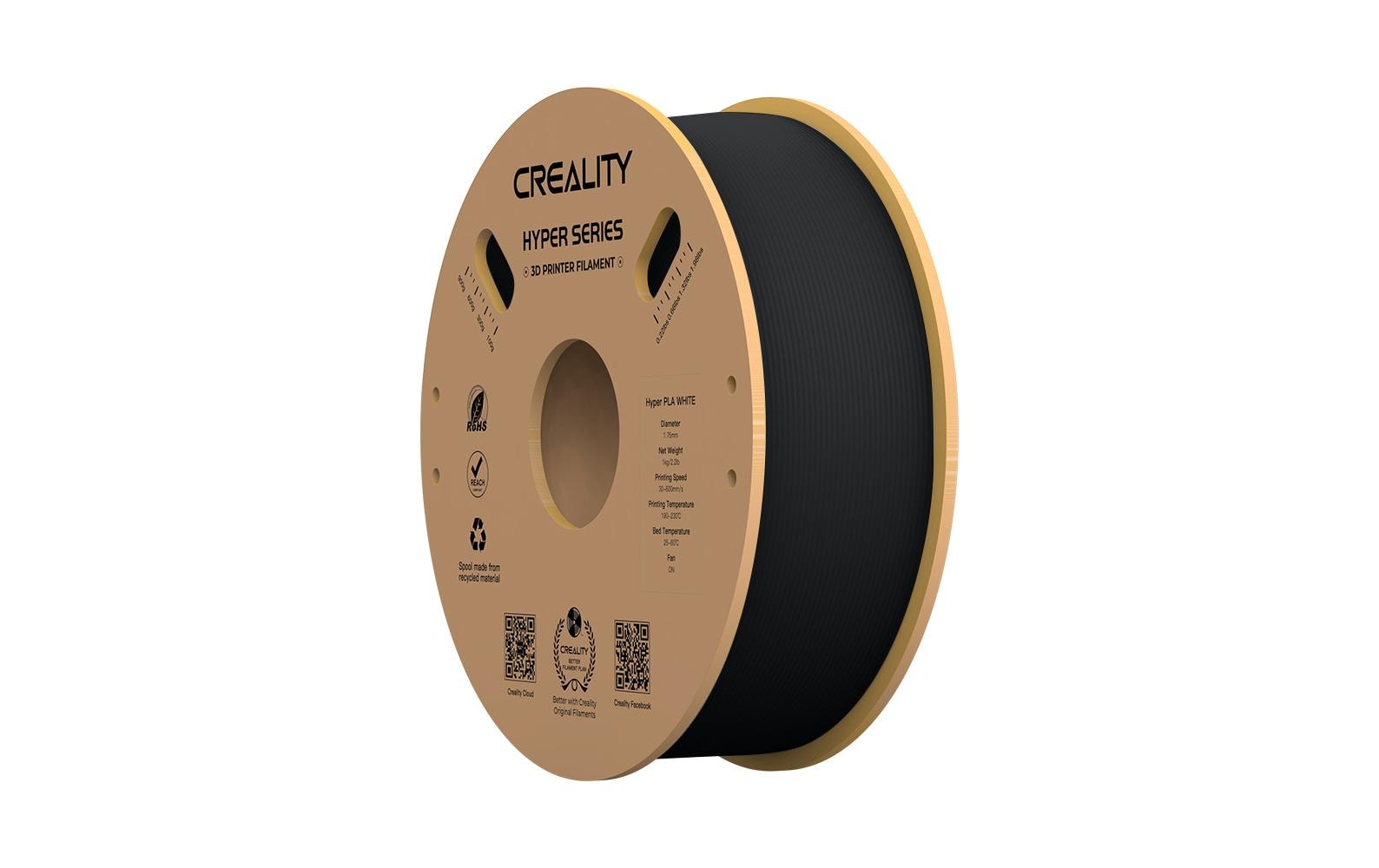 Creality 3D-Drucker-Filament Hyper PLA 1,75 mm Schwarz, 1 kg – für Creality 3D, FDM 3D-Drucker