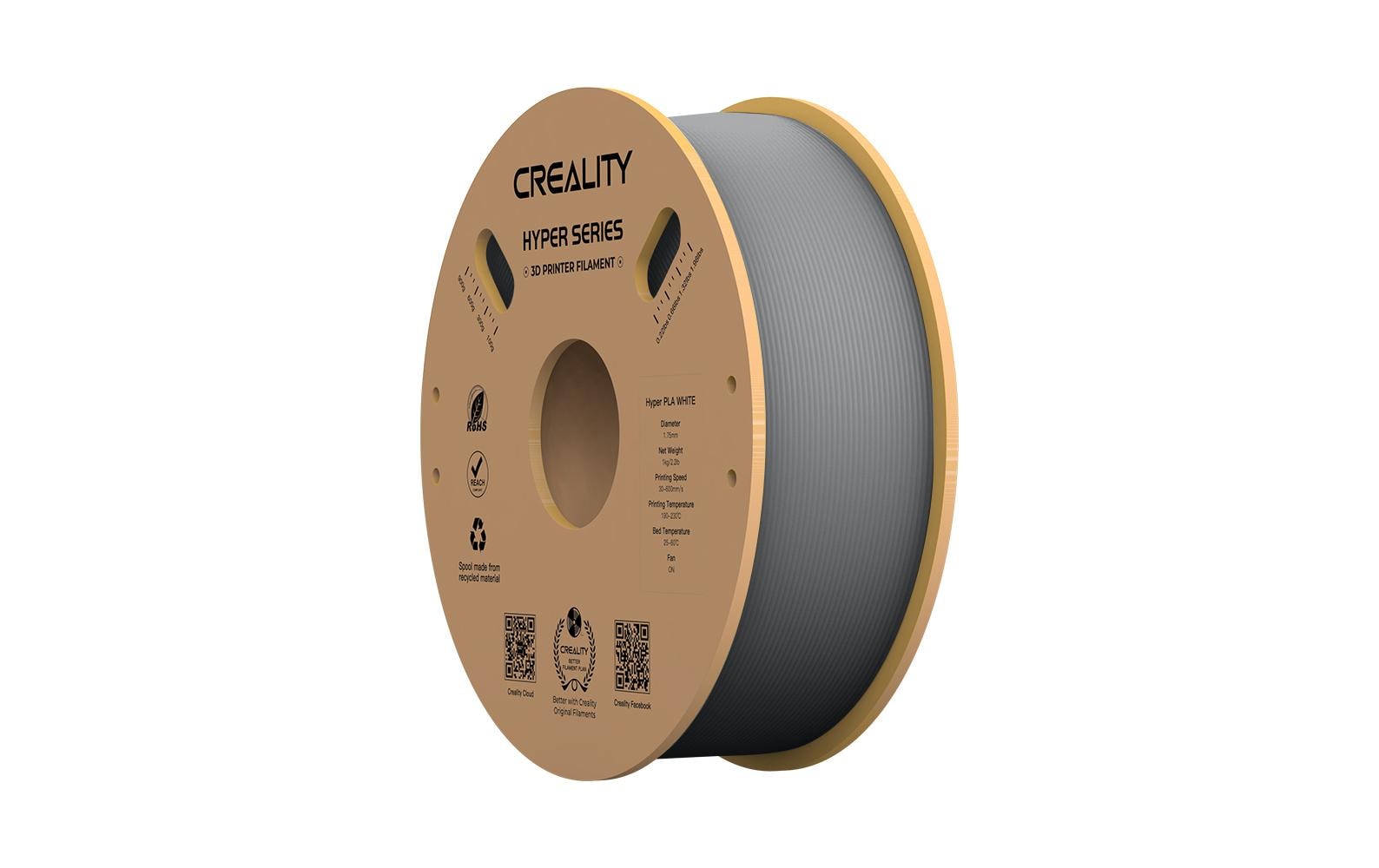 Creality 3D-Drucker-Filament Hyper PLA 1,75 mm Grau, 1 kg – für FDM-3D-Drucker