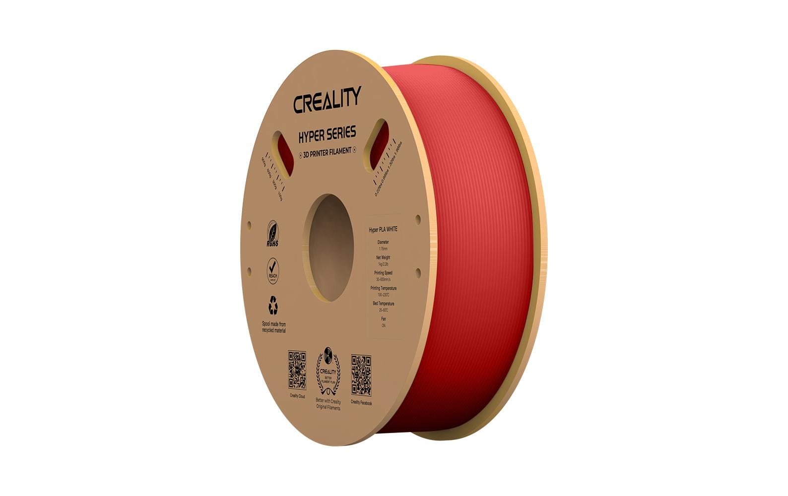 Creality 3D-Drucker-Filament Hyper PLA 1,75 mm Rot, 1 kg – für Creality 3D und FDM-3D-Drucker