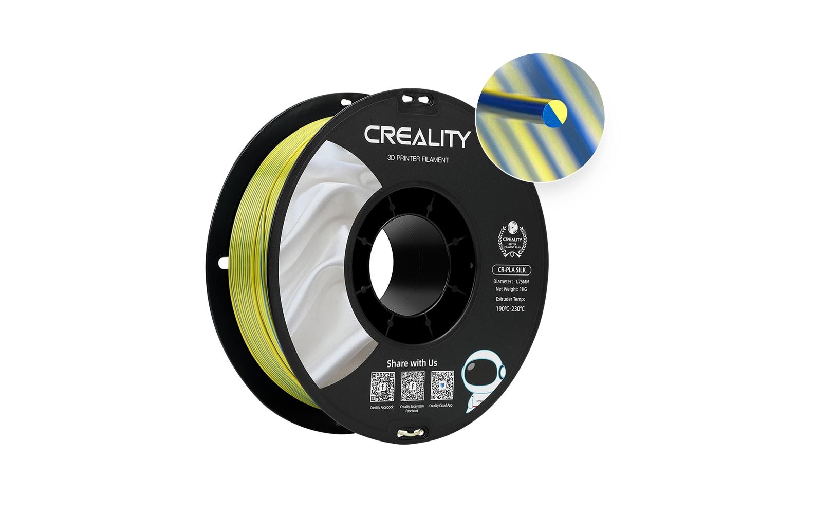 Creality 3D-Drucker-Filament Silk PLA 1,75 mm Blau/Gold, 1 kg – für Creality 3D