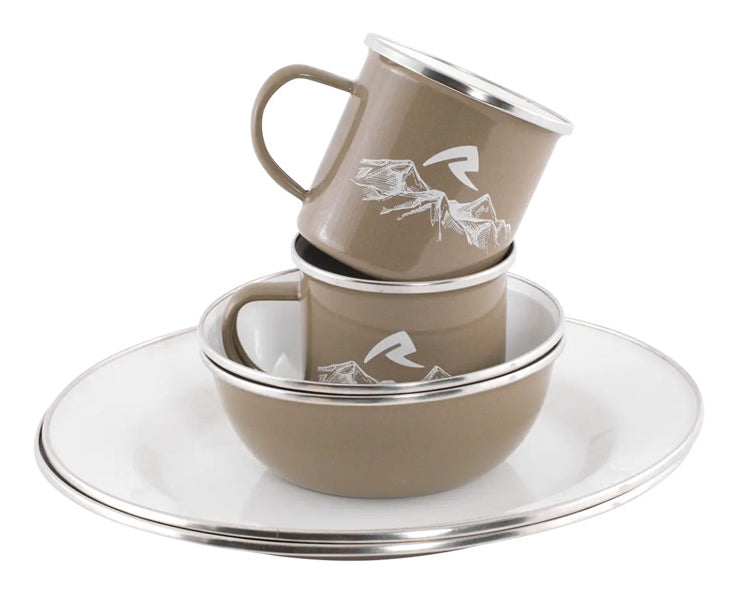Robens Geschirr-Set Tongass Single Emaille – 350 ml, 26,5 × 40,6 × 8,9 cm, Emaille