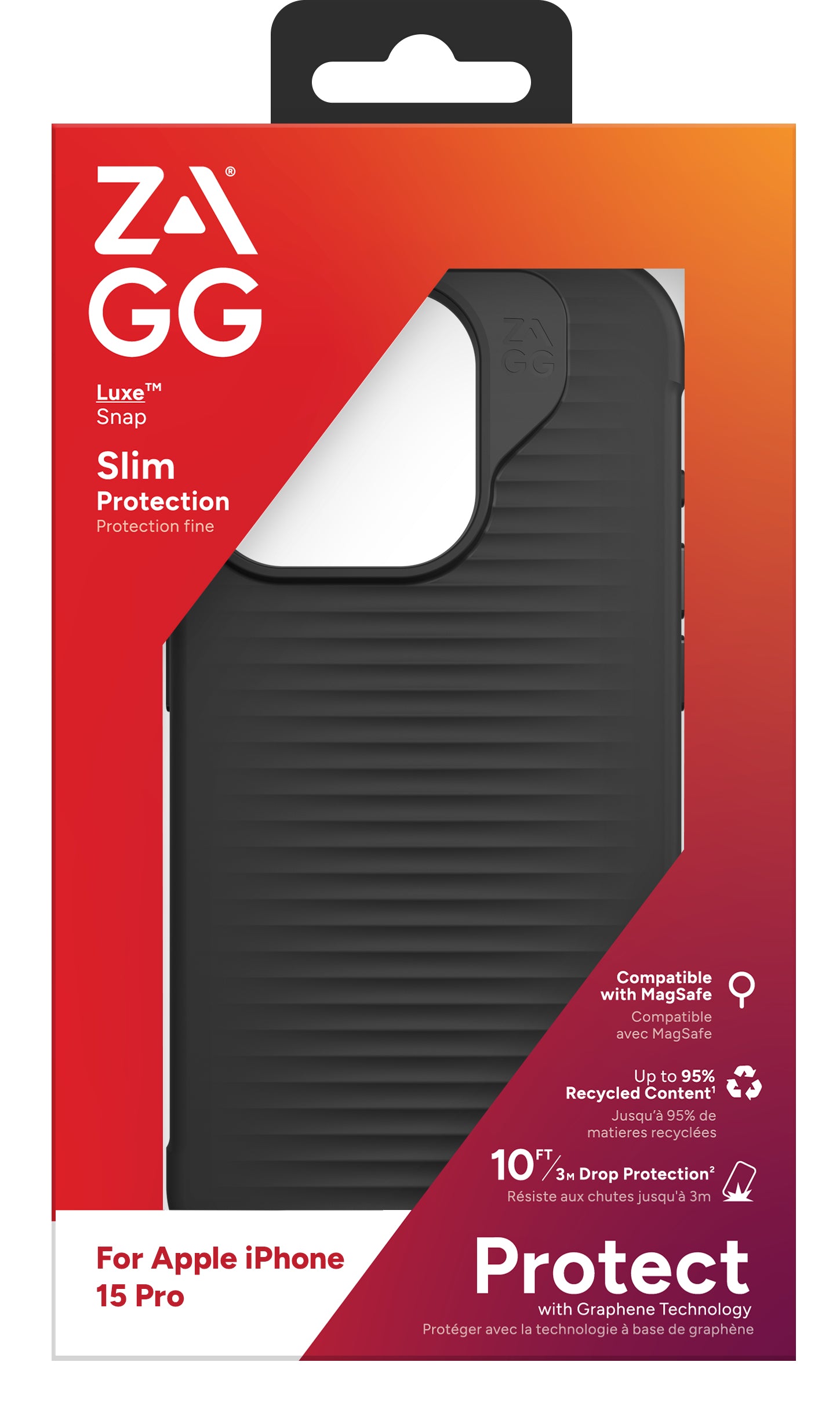 ZAGG Backcover Luxe – für Apple iPhone 15 Pro – schwarz – Snap-/Lock-Verschluss