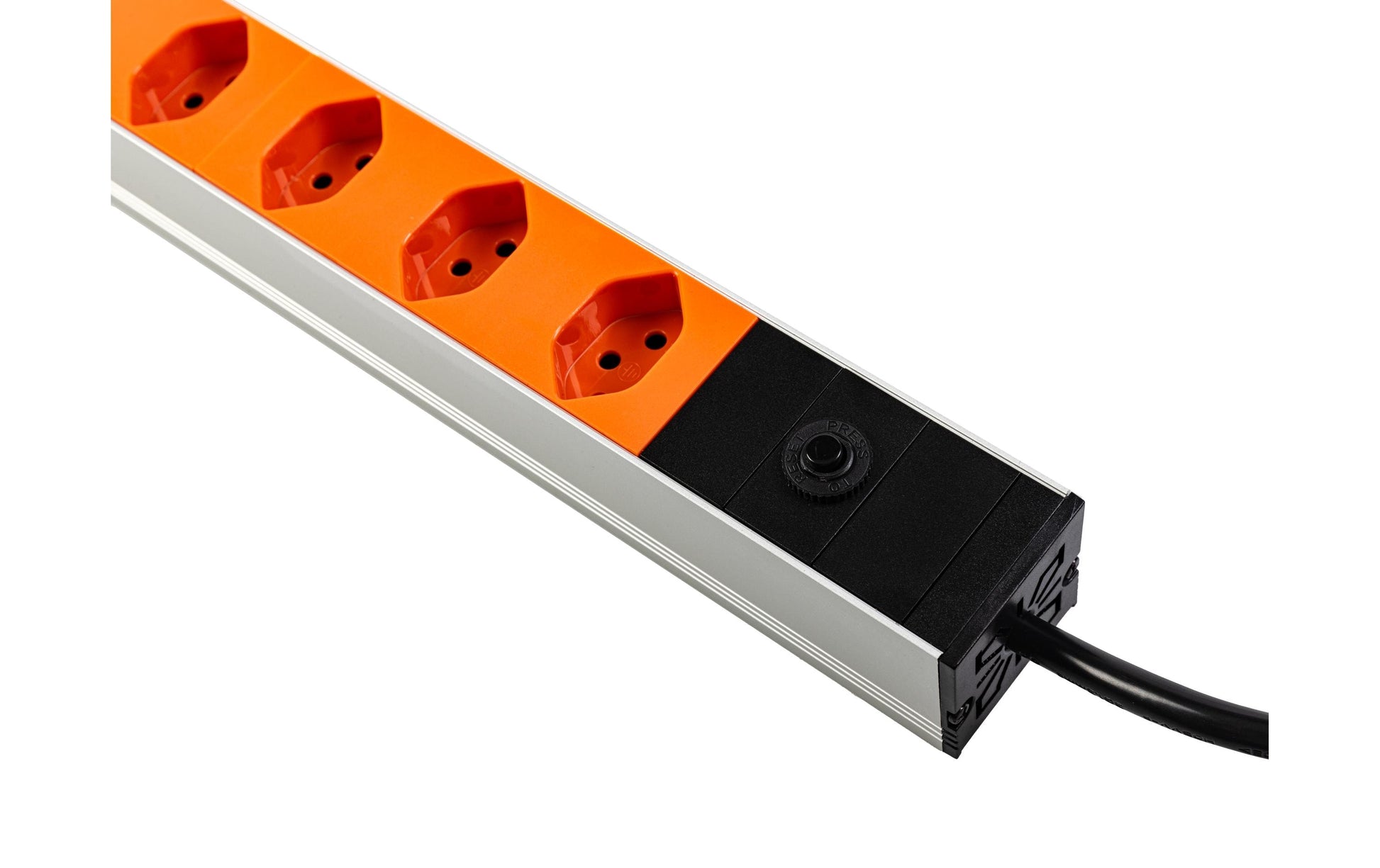 FURBER.power Rack-PDU 19" – T12–8× T13, 3 m, mit Schalter, mit Überstromschutz, orange