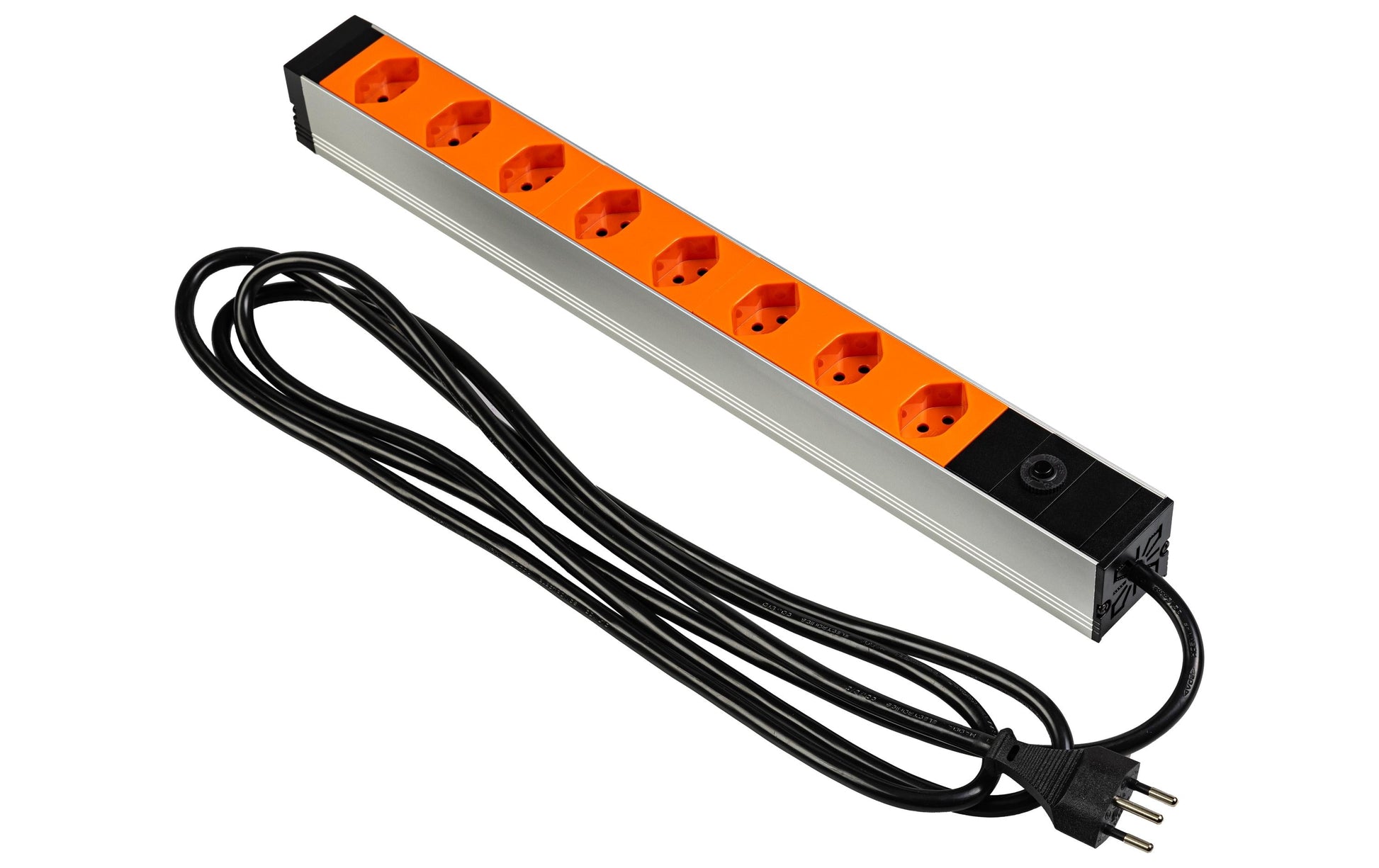 FURBER.power Rack-PDU 19" – T12–8× T13, 3 m, mit Schalter, mit Überstromschutz, orange