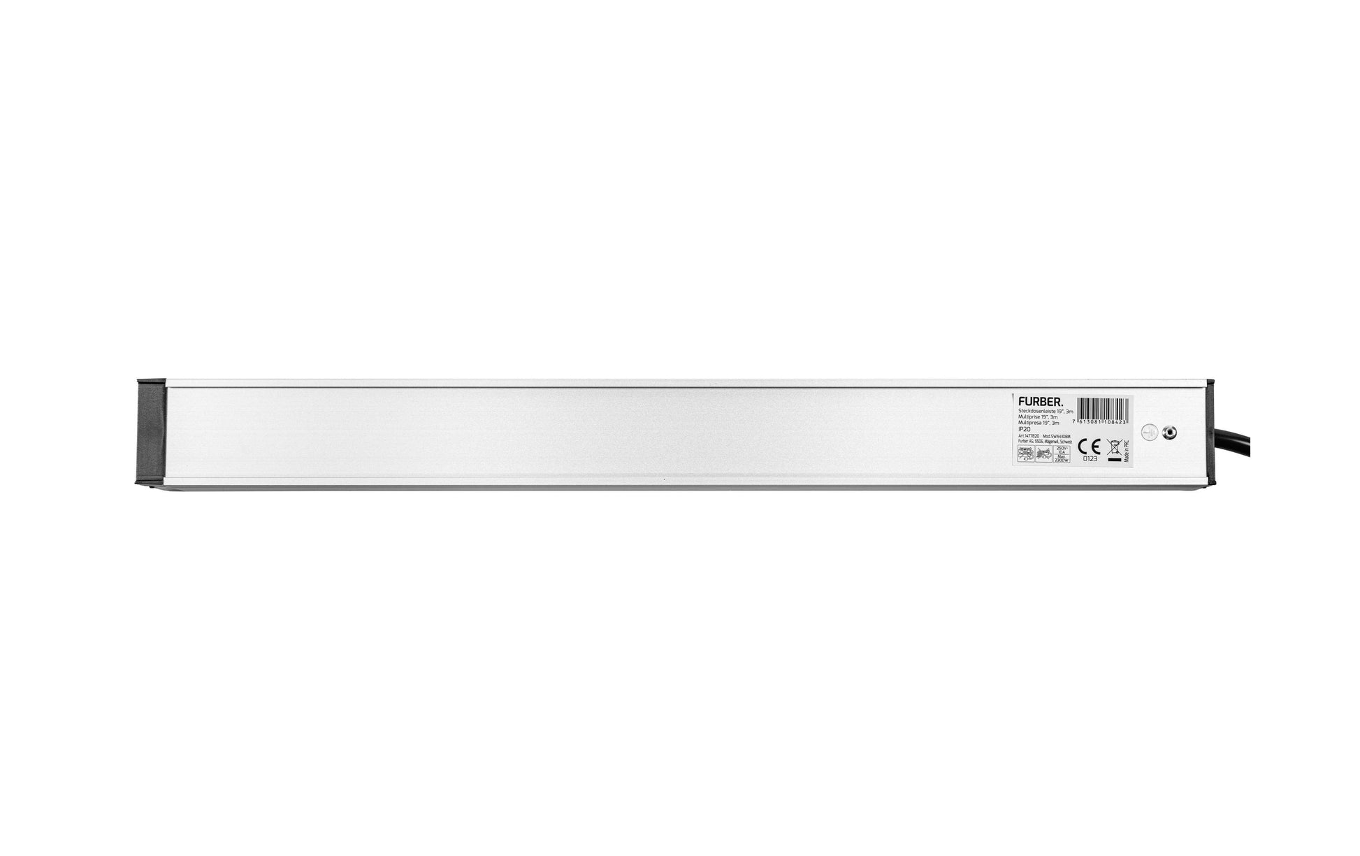 FURBER.power 19" Rack-PDU – 8× T13, T12–T13, 3 m, mit Schalter, Überstromschutz, schwarz