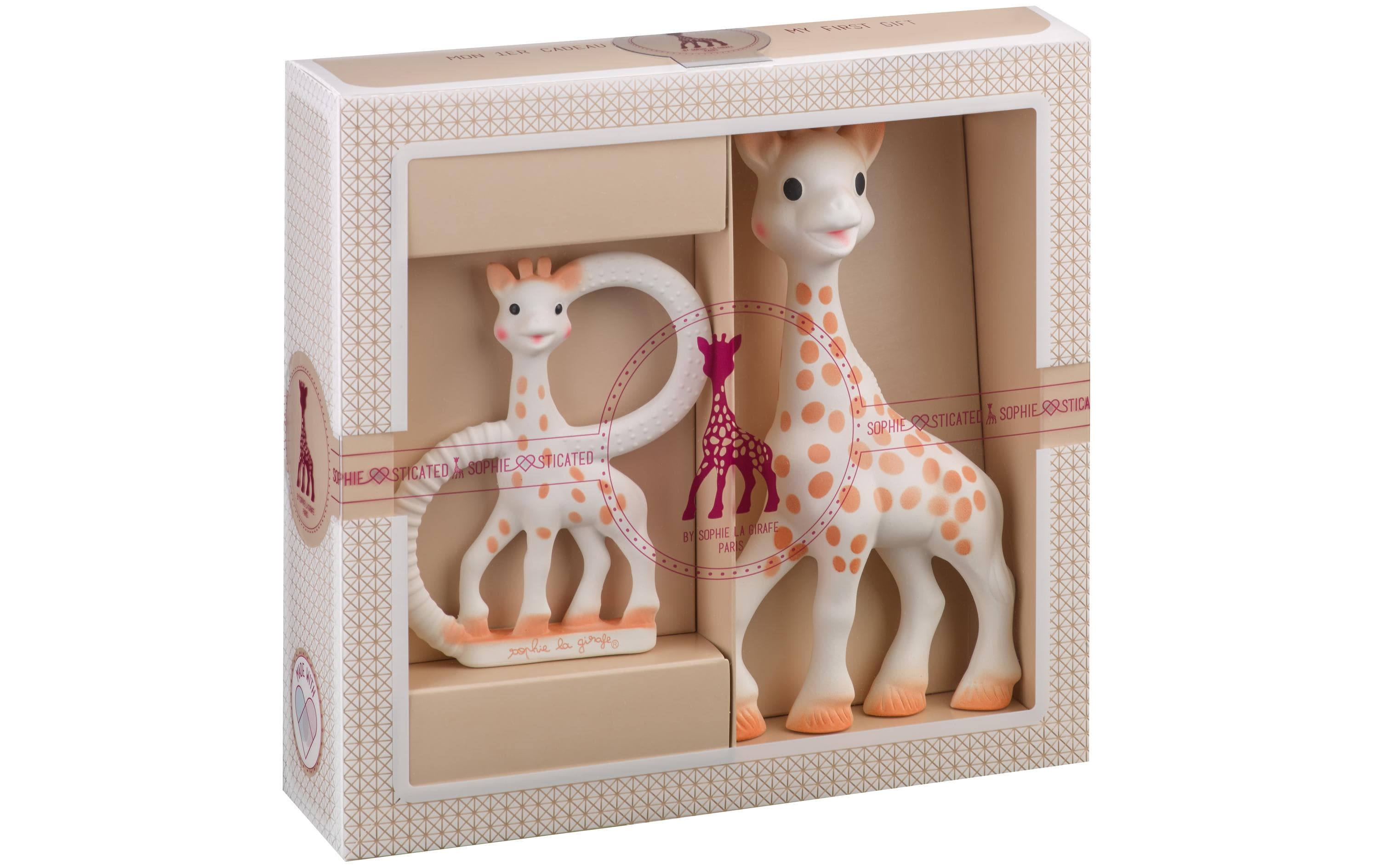 Sophie la girafe Geschenkset – Plüschtier – Naturkautschuk, Braun/Weiss