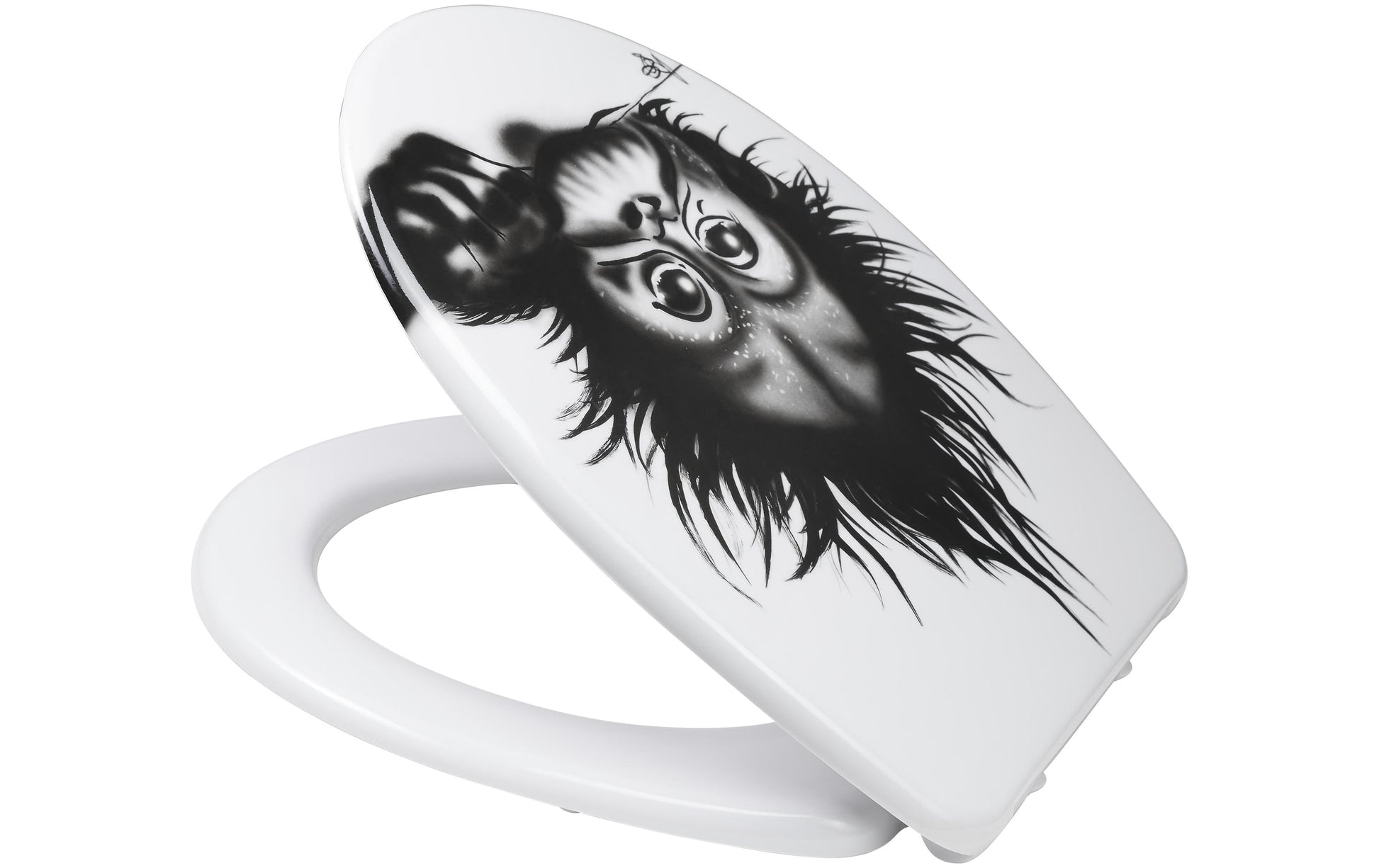 Diaqua Monkey – WC-Sitz – Duroplast, Schwarz/Weiss, mit Absenkautomatik, 46,5 × 36,5 cm