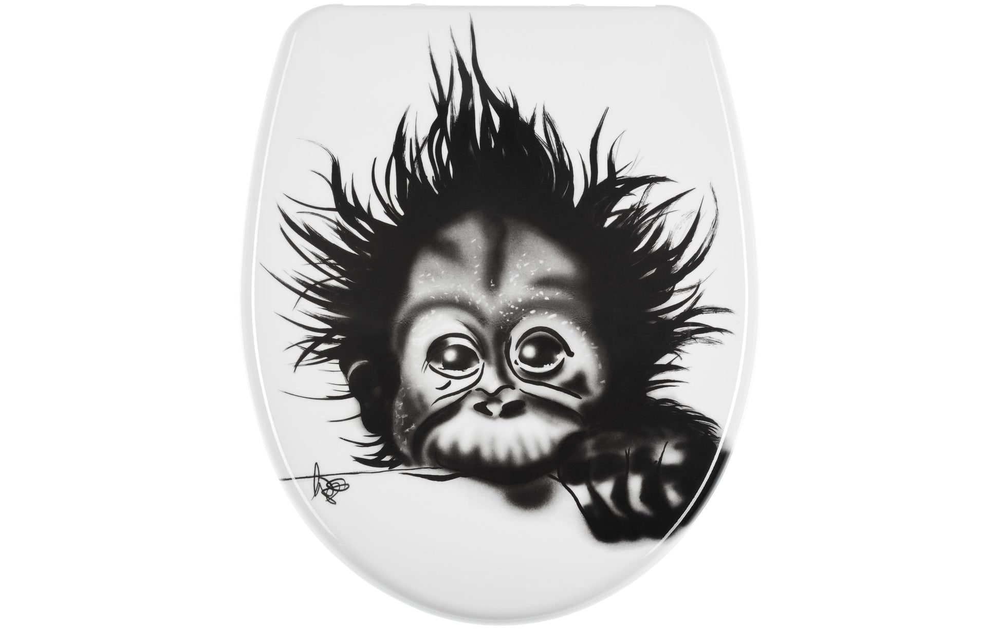 Diaqua Monkey – WC-Sitz – Duroplast, Schwarz/Weiss, mit Absenkautomatik, 46,5 × 36,5 cm