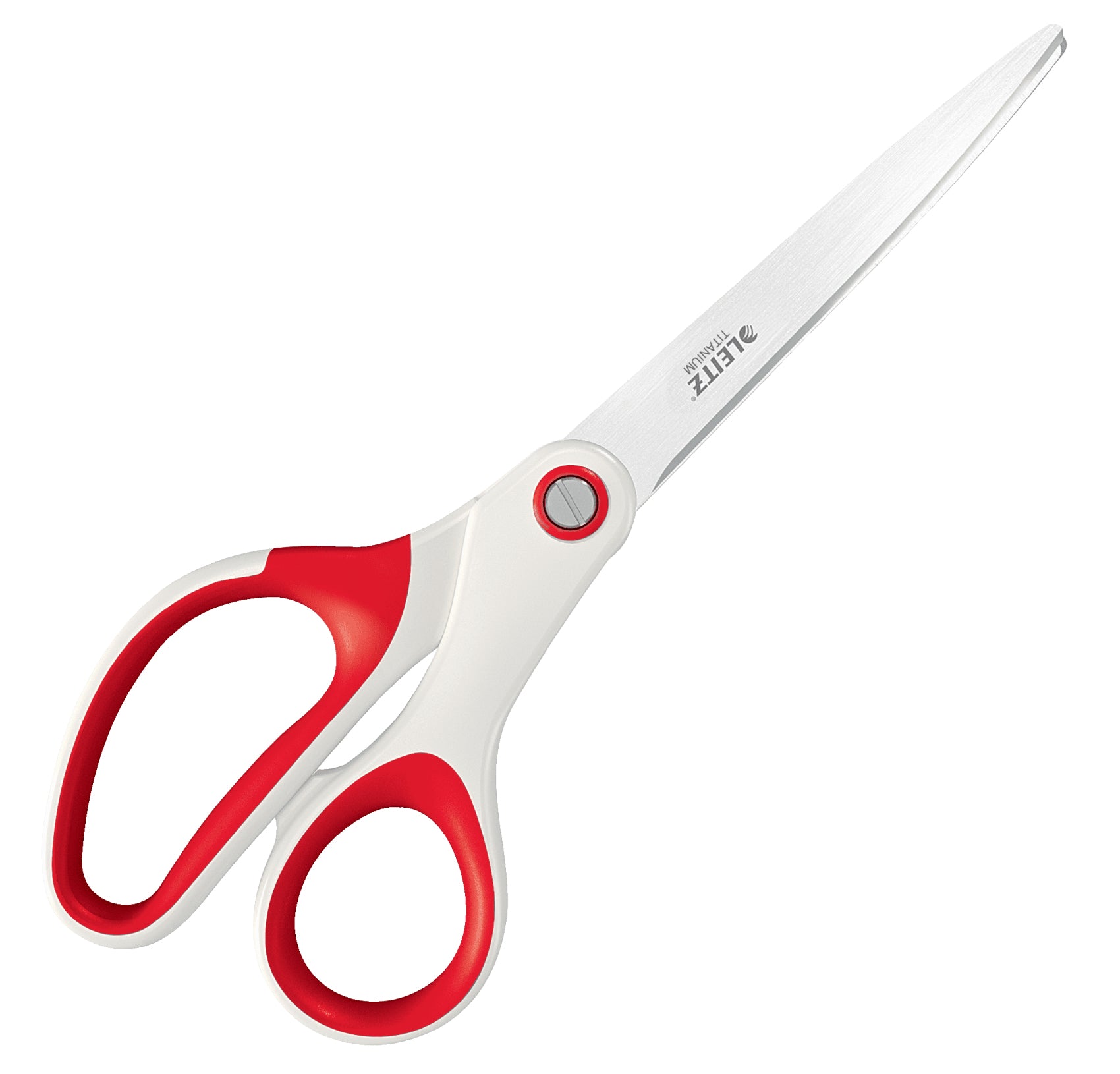 Leitz WOW Schere 20,5 cm, für Rechtshänder – Edelstahl, titanbeschichtet, ergonomischer Griff, Rot/Weiss