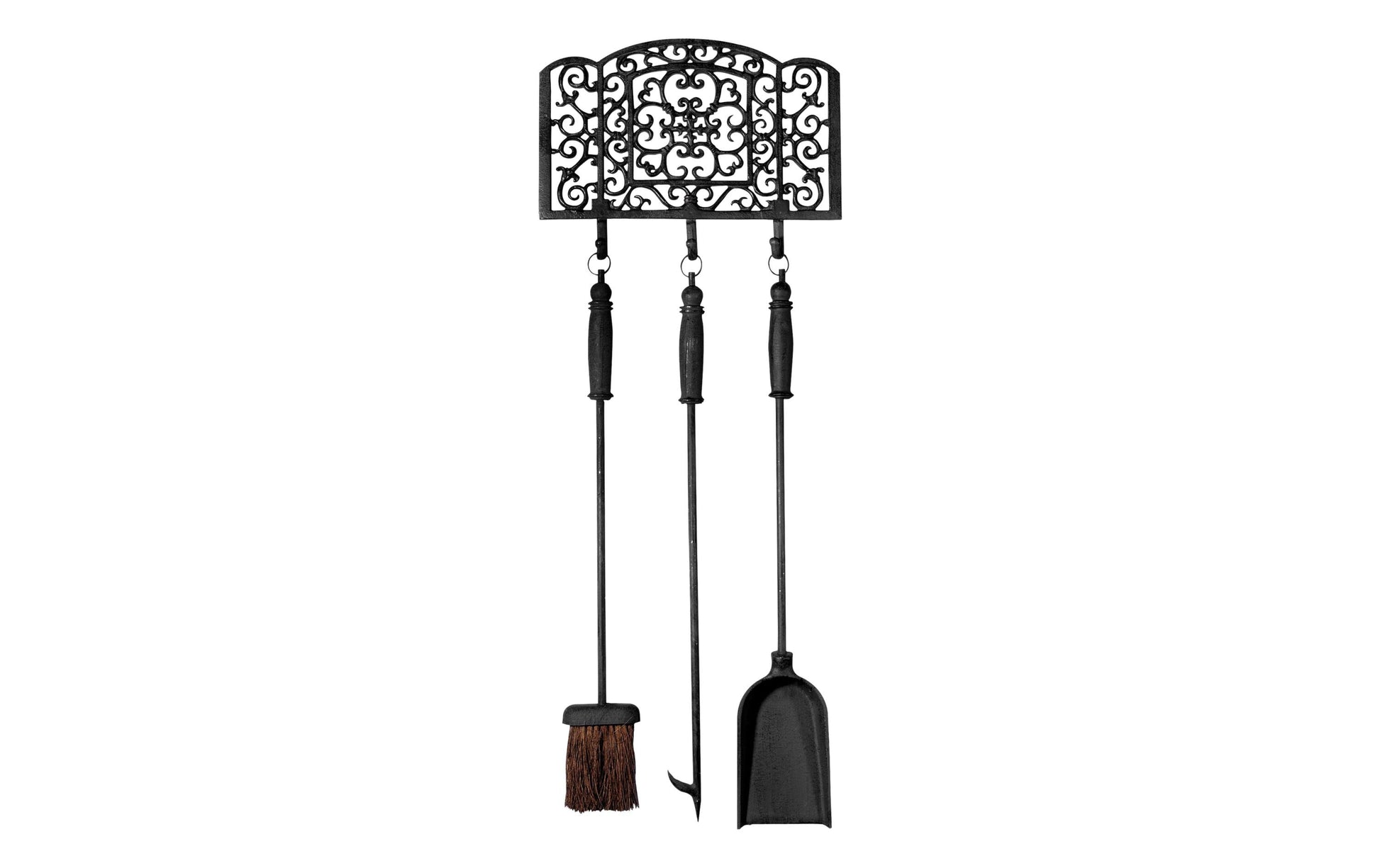 Esschert Design Kaminbesteck – 34 × 90 × 3,3 cm – Eisenguss, schwarz – 3-teilig