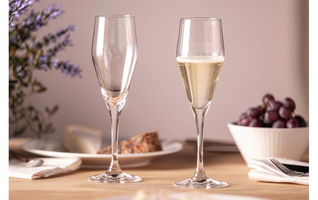 LEONARDO TWENTY4 Champagnerflöte – 0,22 l, Kristallglas, transparent, spülmaschinenfest, 6 Stück