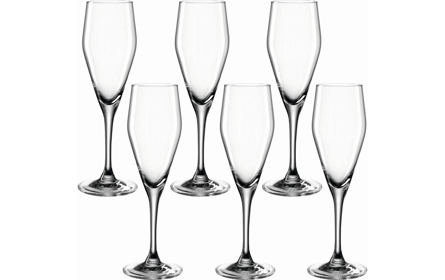 LEONARDO TWENTY4 Champagnerflöte – 0,22 l, Kristallglas, transparent, spülmaschinenfest, 6 Stück