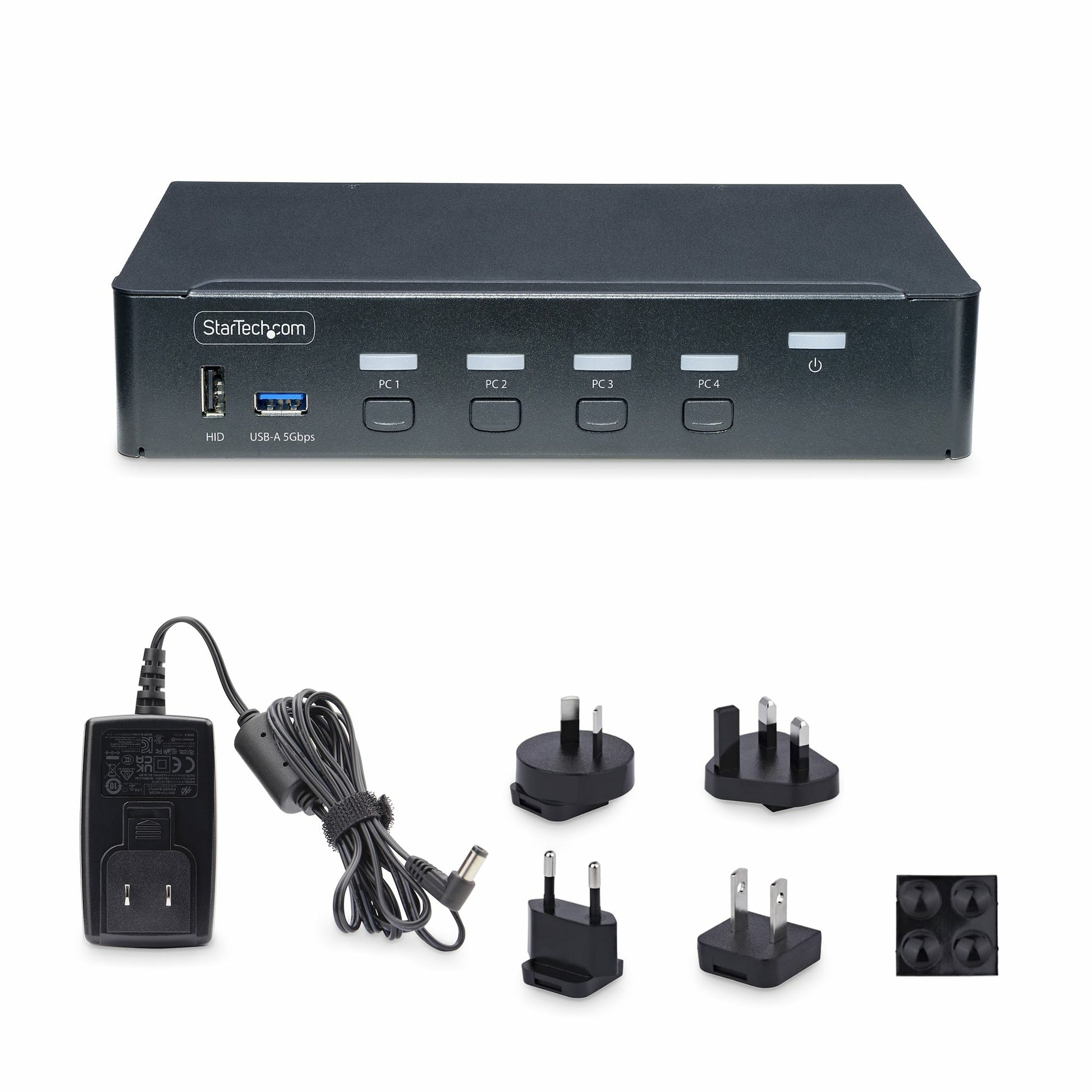 StarTech.com P4AD122 – 4-Port DP KVM-Switch – 4K/60 Hz, USB 3.0-Hub, Audio, Rack 1U