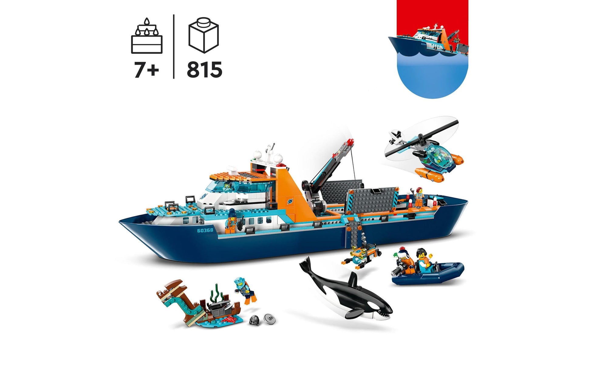 LEGO 3D Puzzle Arktis-Forschungsschiff – 815 Teile – 17 × 19 × 71 cm – ab 7 J.