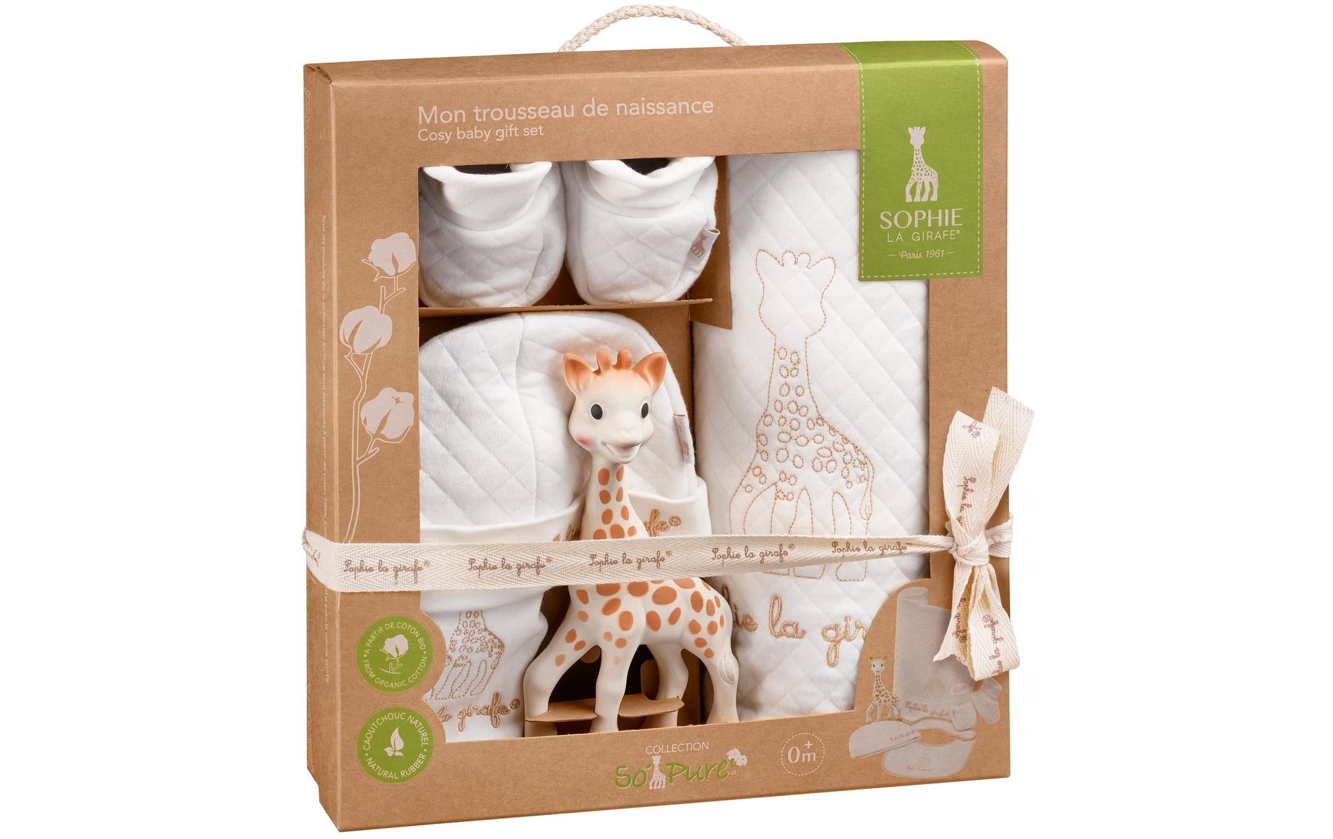 Sophie la girafe Geburtsset – Weiss, Bio Baumwolle