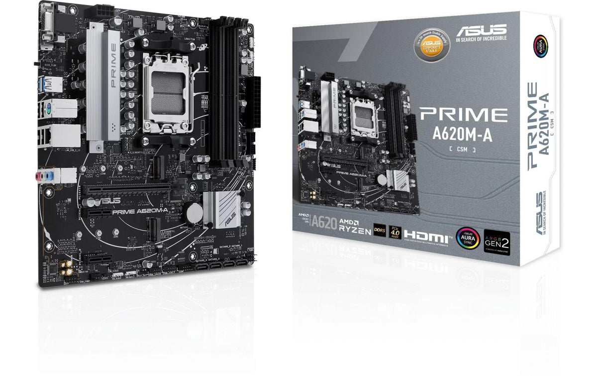 ASUS PRIME A620M-A-CSM – Mainboard – Sockel AM5, AMD A620, mATX, DDR5 – für AMD Ryzen 7000 Serie