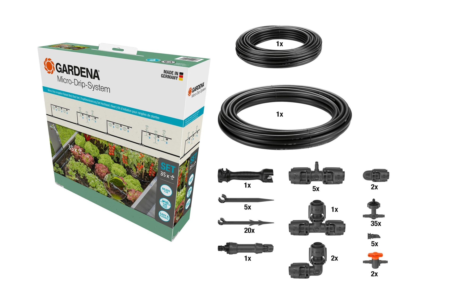Gardena Tropfbewässerungs-Set 15 m Schlauch – Kunststoff – Grün, Schwarz – 13455-20