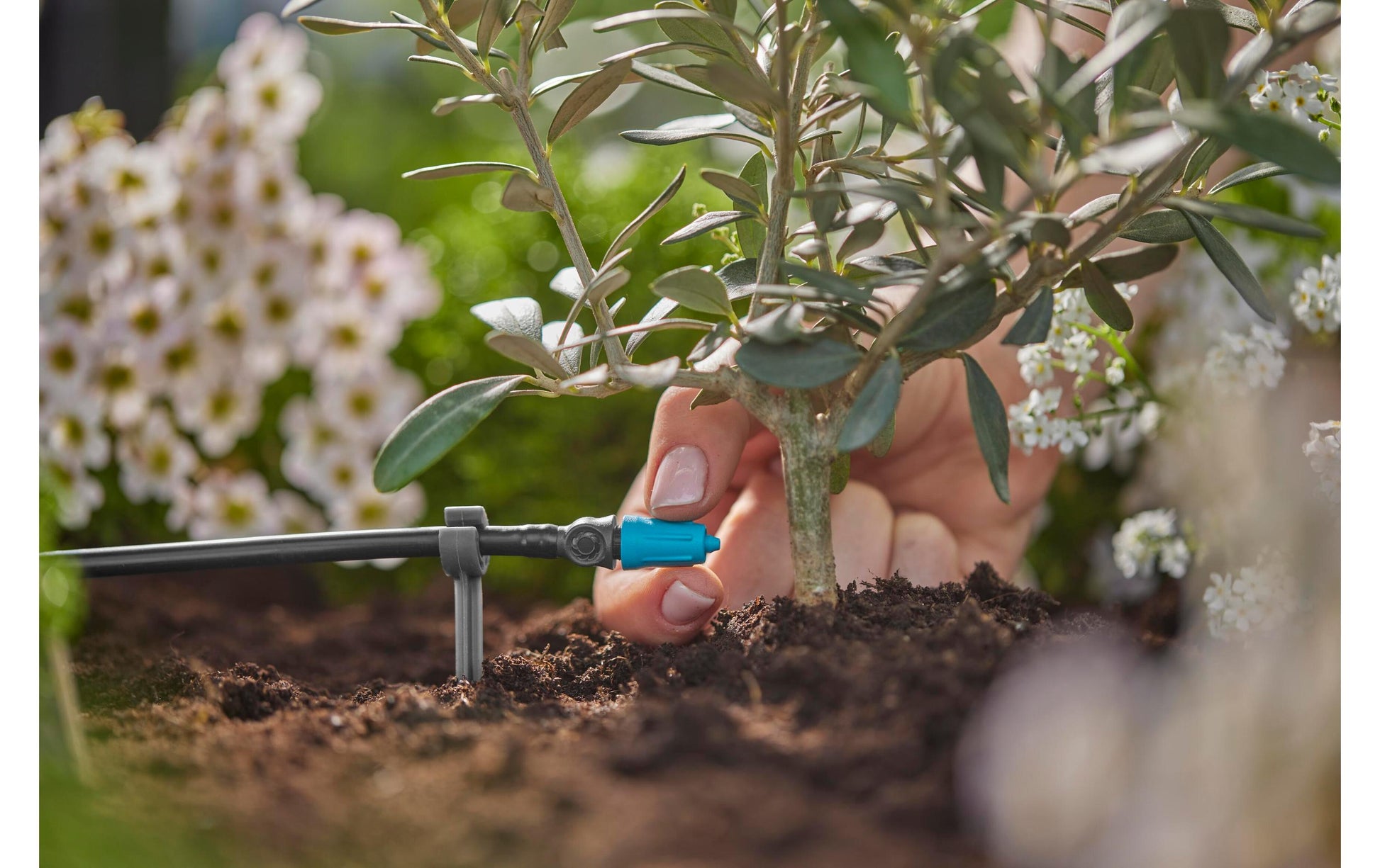 Gardena Tropfer – regulierbar 0–15 l/h, 5,8 cm, Kunststoff, Grau/Türkis, für Micro-Drip-System