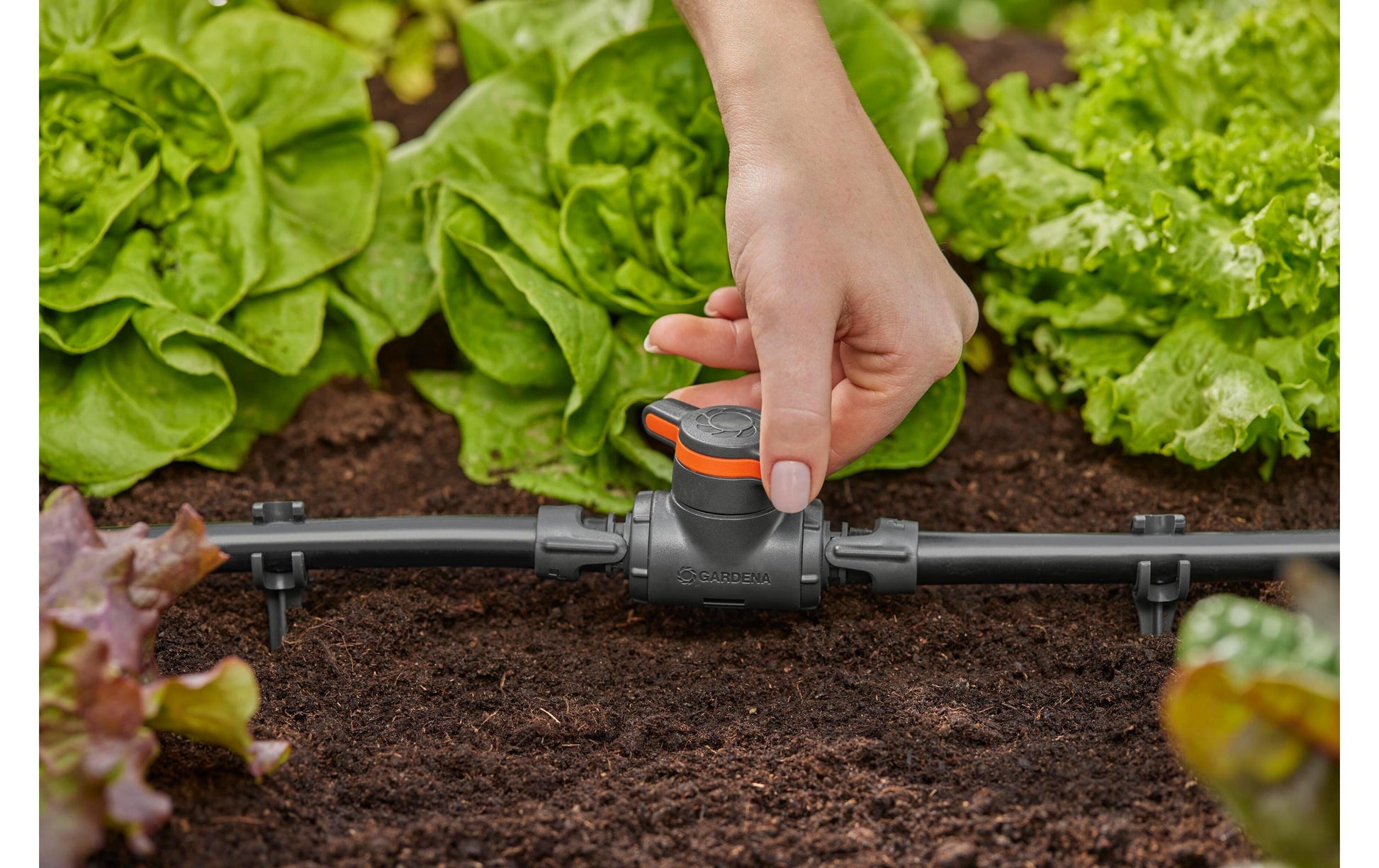 Gardena Micro-Drip-System Abschaltventil – 123 mm, Schwarz/Orange, 3 Stk., für Tropfbewässerungssystem