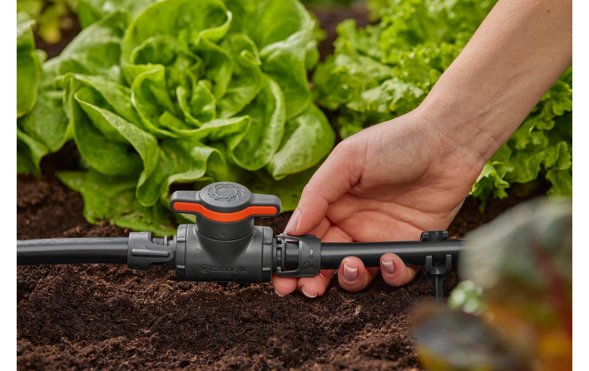 Gardena Micro-Drip-System Abschaltventil – 123 mm, Schwarz/Orange, 3 Stk., für Tropfbewässerungssystem