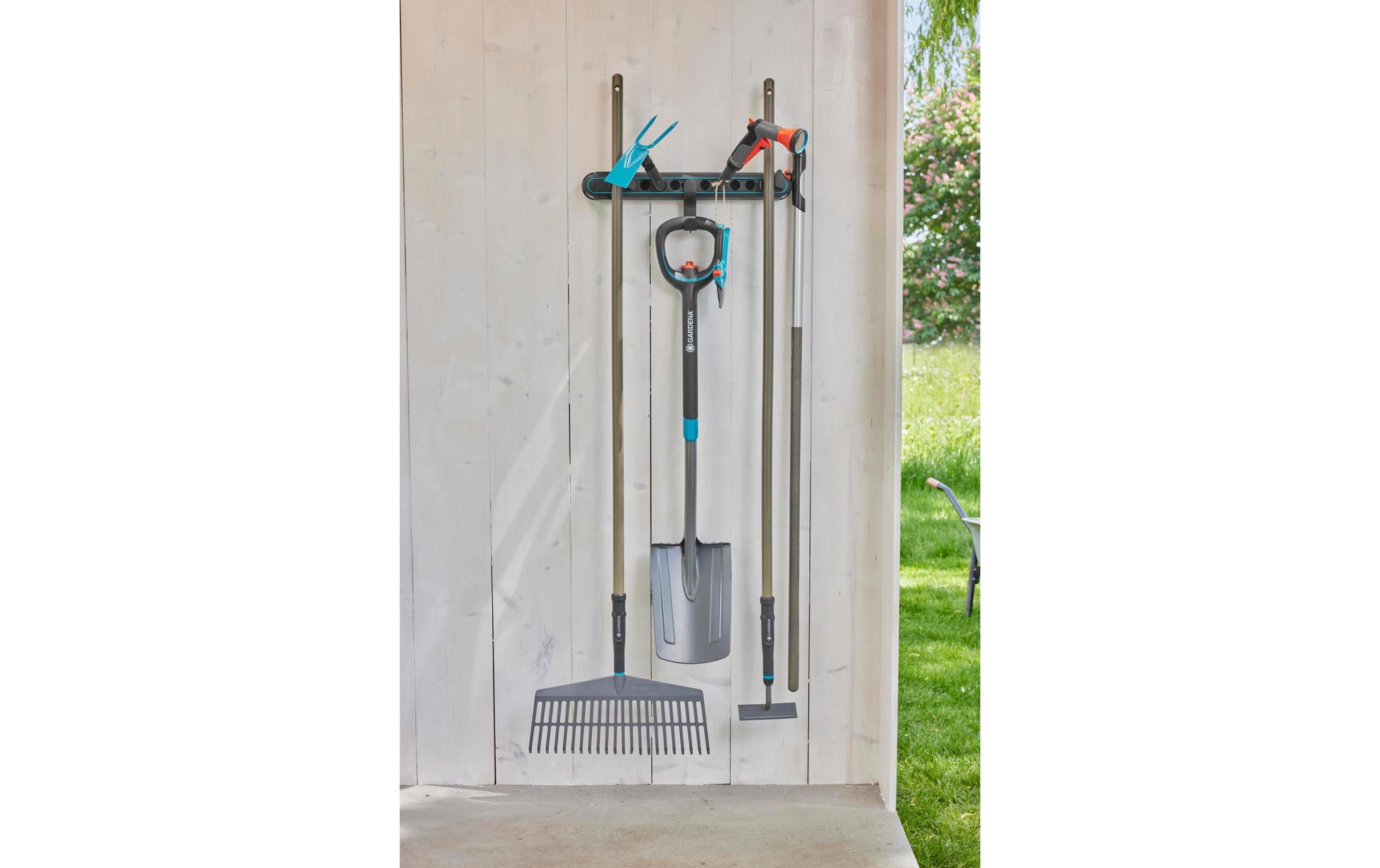 Gardena Flex Geräteleiste – einfache Montage, abnehmbar, grau/türkis, B 145 × H 117 × T 500 mm, für Universal